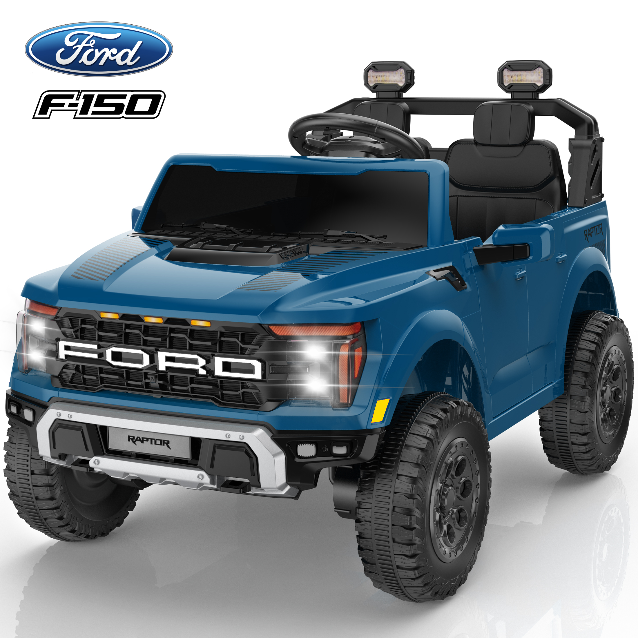 thumbnail video image 2 of Ford F150 Raptor 2 Seater Ride on Toy Trucks for Kids, 24V Powered 2 Seat Ride on Cars with Remote Control/4 Wheelers/LED/Bluetooth/ Truck Bed Storage/Soft Start, Kids Electric Cars for Boys Girls, 2 of 9