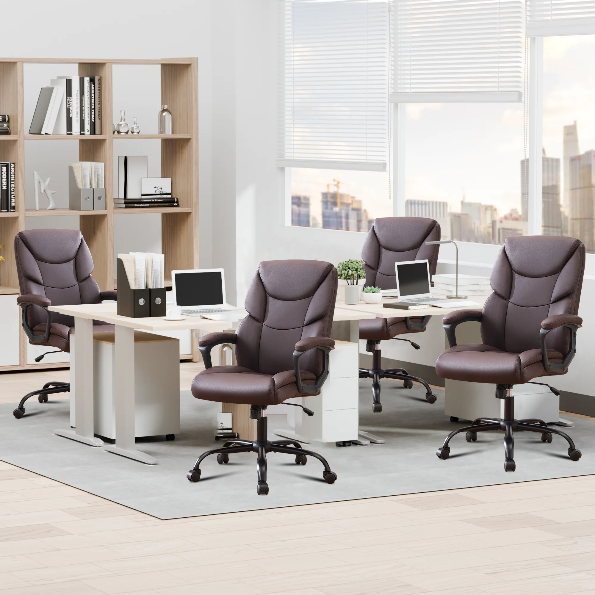 thumbnail video image 2 of JONPONY Leather Office Chair, Big and Tall Office Chair 400LBS Wide Seat Ergonomic Computer Desk Chair High Back Executive Leather Chair Adjustable Task Chair, Brown, 2 of 8