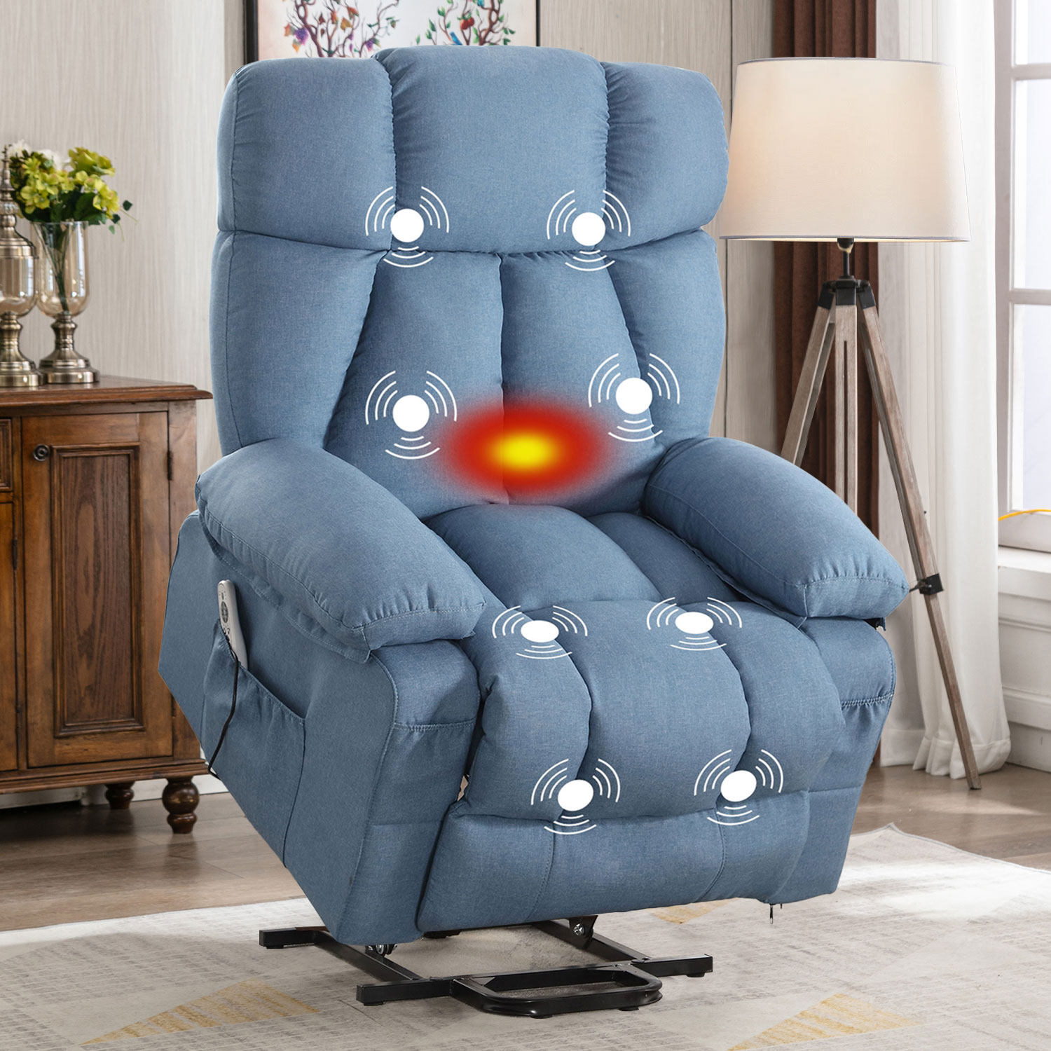 thumbnail video image 2 of JONPONY Power Lift Recliner Chair Recliners for Elderly with Heat and Massage Recliner Chair for Living Room with Infinite Position and Side Pocket,USB Charge Port,Blue, 2 of 13