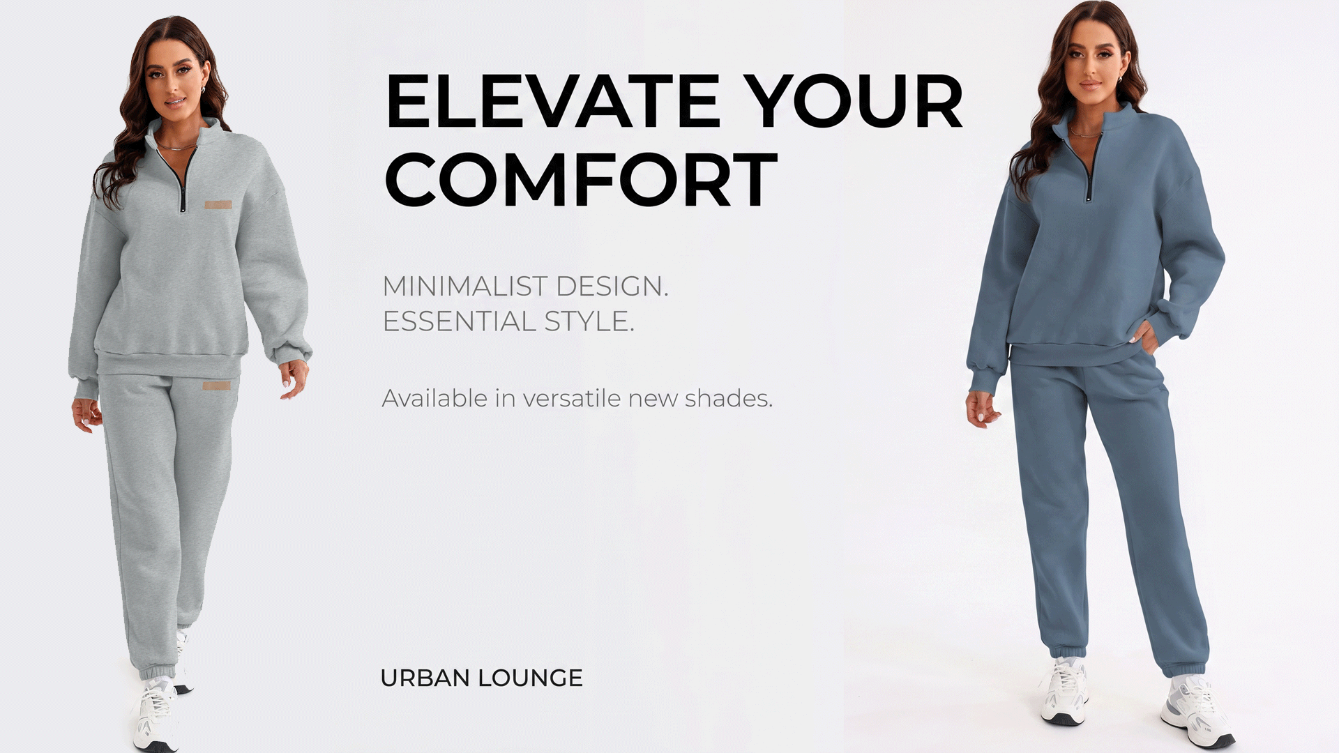 thumbnail video image 2 of SHEWIN Womens Sweatsuits 2 Piece Outfits Fleece Lined Long Sleeve 1/4 Zipper Collar Pullover Tops And Long Pants Tracksuit Gray M, 2 of 8