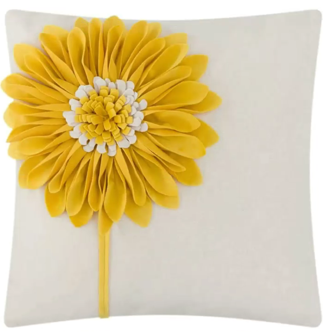 thumbnail video image 2 of JWH 3D Handmade Aesthetic Decorative Canvas and Velvet Sunflower Accent Throw Pillow Covers Square 18x18inch Yellow, 2 of 10