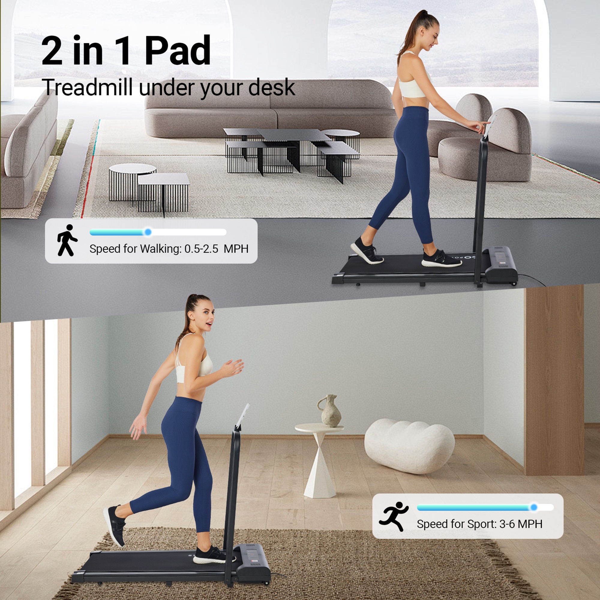 GoPowerBike GoFit Walking Pad Treadmill | with Remote Control | 6 Mile ...