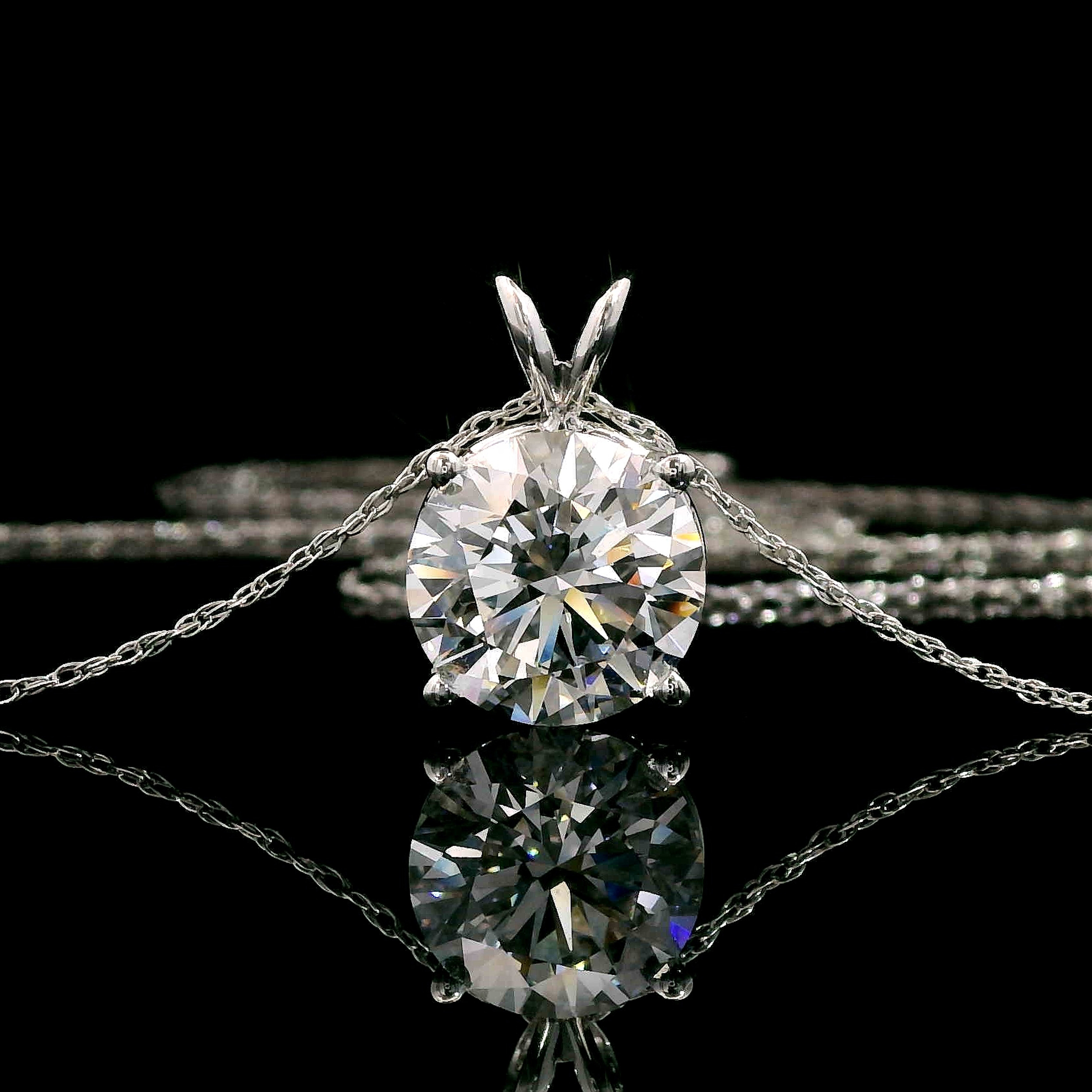 thumbnail video image 2 of Gem Stone King 3.00 Ct IGI Certified Lab Grown Diamond Pendant Necklace for Women in 14K White Gold | Round Cut | D-E Color | VS1 Clarity | With 18 inch Chain, 2 of 7