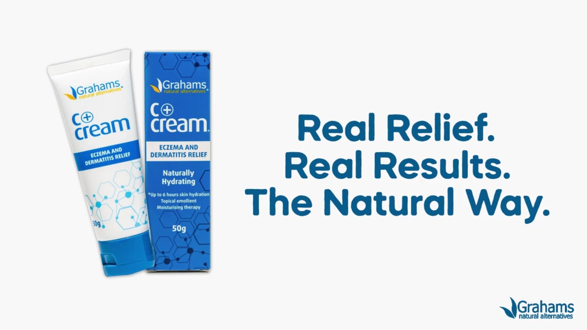 thumbnail video image 2 of Grahams Natural C+ Eczema & Dermatitis Cream for Dry Skin & Itch Relief, Steroid-Free (4.23oz Tube), 2 of 8