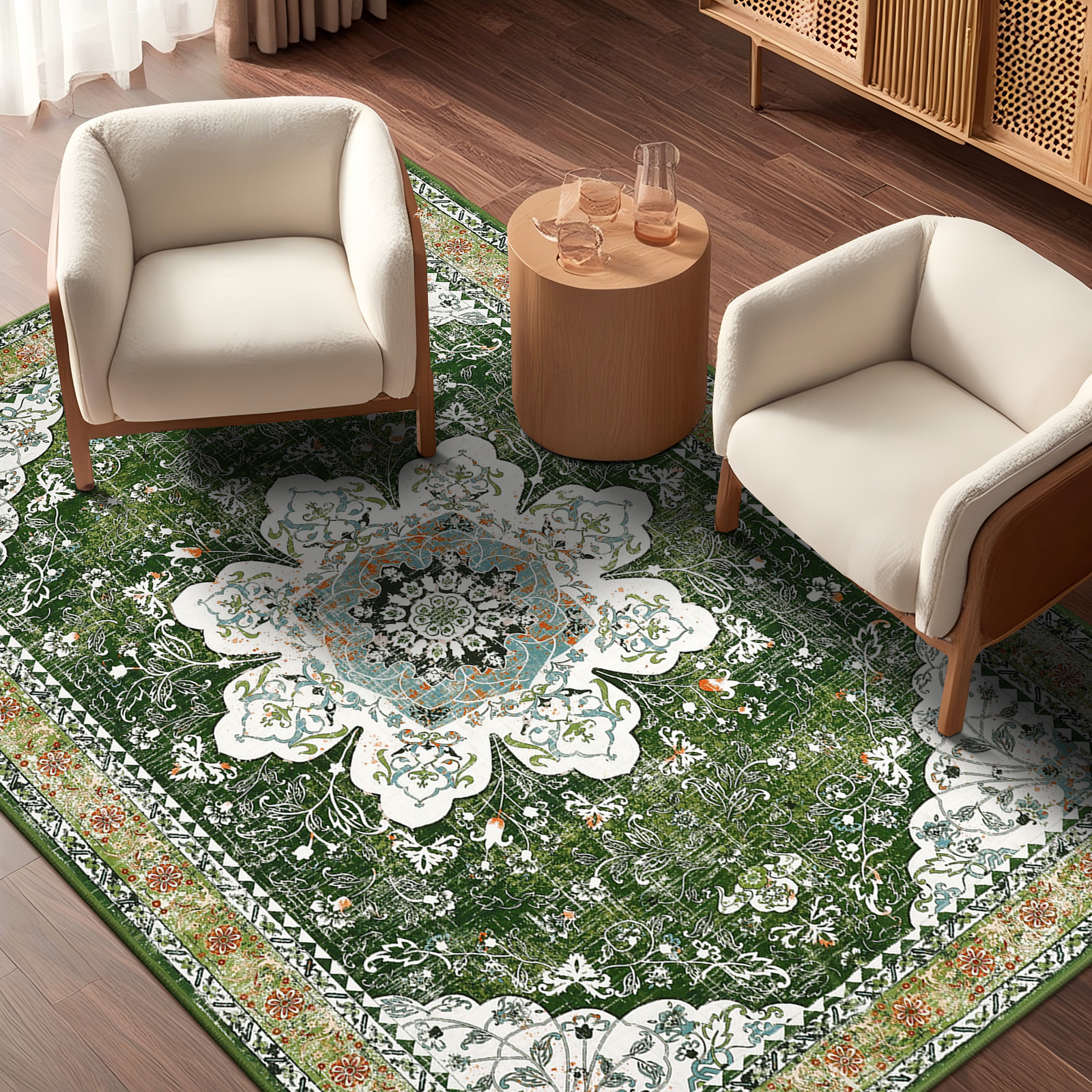 thumbnail video image 2 of MeyJey Oriental Indoor Runner Rug for Hallway 2.6'x12', Non-Slip Machine Washable Vintage Area Rug Floor Carpet for Bedroom Kitchen Dinning/Living/Laundry Room, Green, 2 of 13