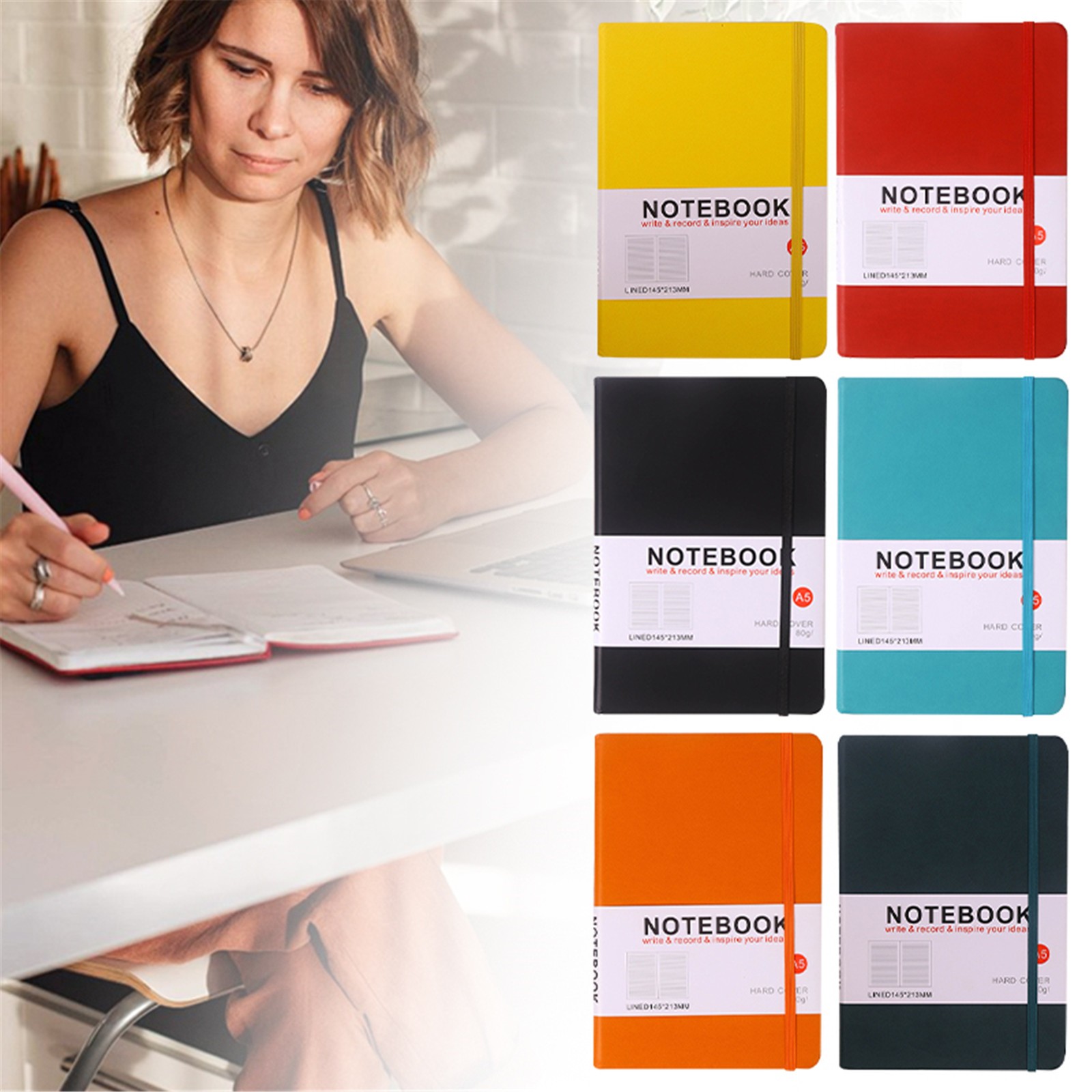 thumbnail video image 2 of CoreLiving A5 Hardcover Lined Notebook Journal, College Ruled for Journaling, Professional Notebook for Men Women Business Office Work, 160 Pages/80 Sheets, Black, 2 of 11