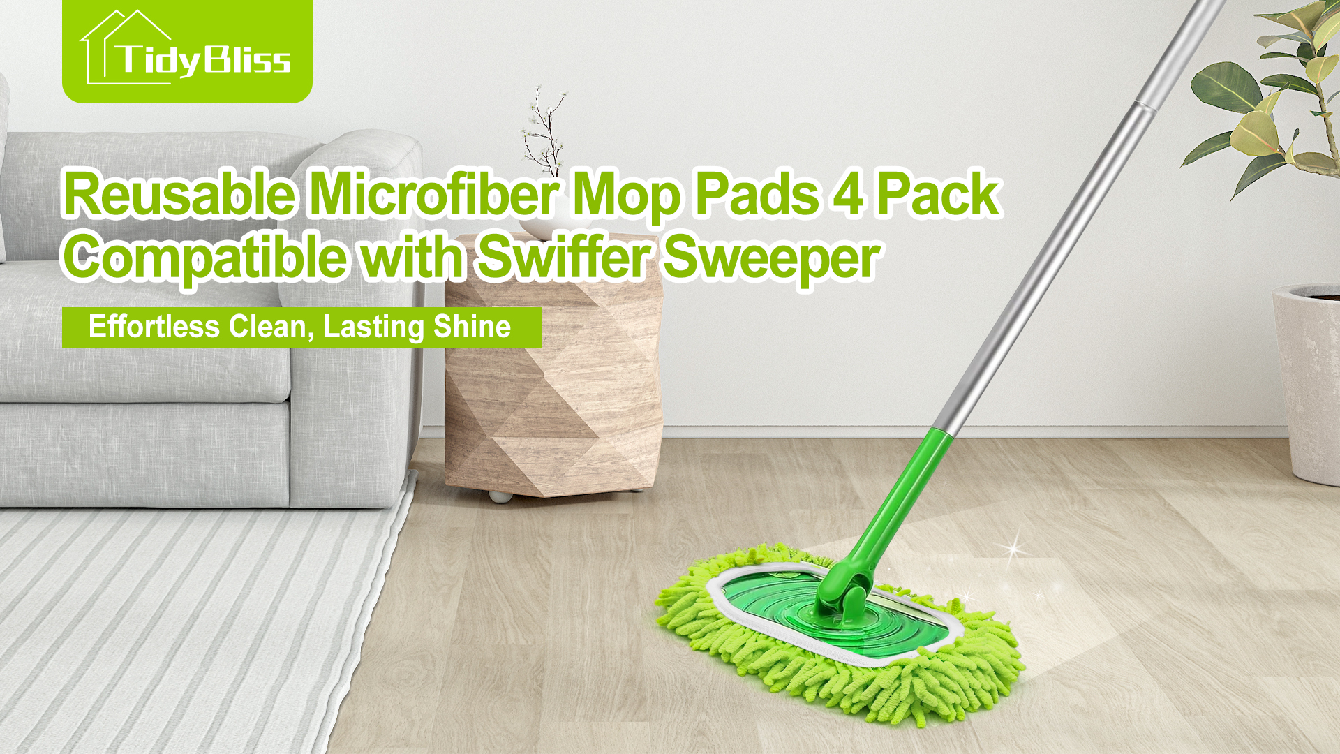 thumbnail video image 2 of TidyBliss Reusable Microfiber Mop Pads 4 Pack Compatible with Sweeper, 2 of 8