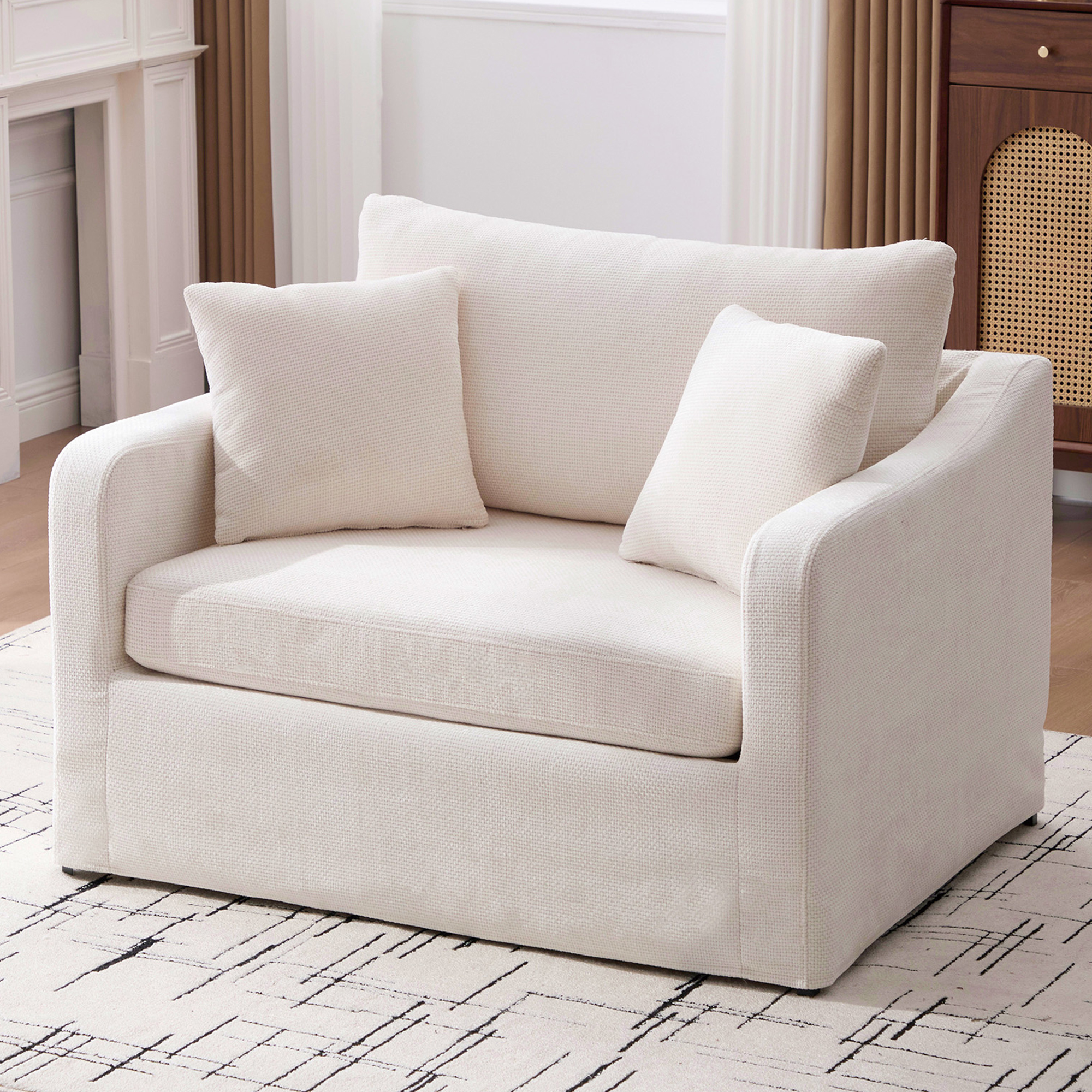 thumbnail video image 2 of Arouseden 43.9" Brown Oversized Accent Chair,Wide Accent Chair ,Chenille Big Comfy Chair,Upholstered Armchair,Modern Oversized Chairs for Living Room, 2 of 12