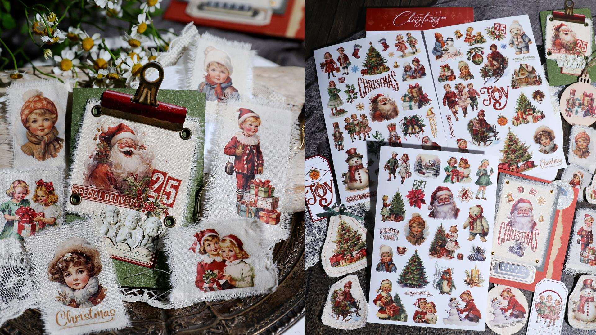 3 Sheets Xmas Rub on Transfers for Crafts Pressure Stickers Fit Fabric ...