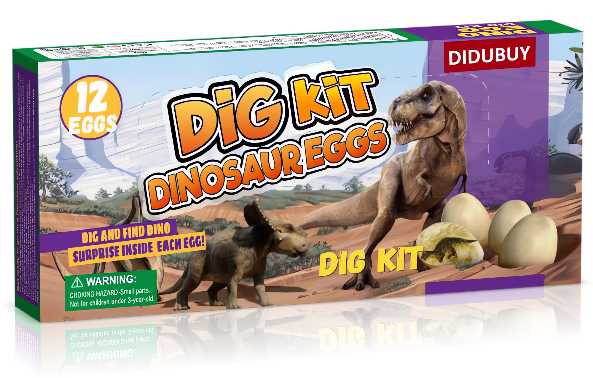 Kidoy DIDUBUY 12 Pack Dinosaur Egg Dig Kit, Fossil Excavation Science Toys ...