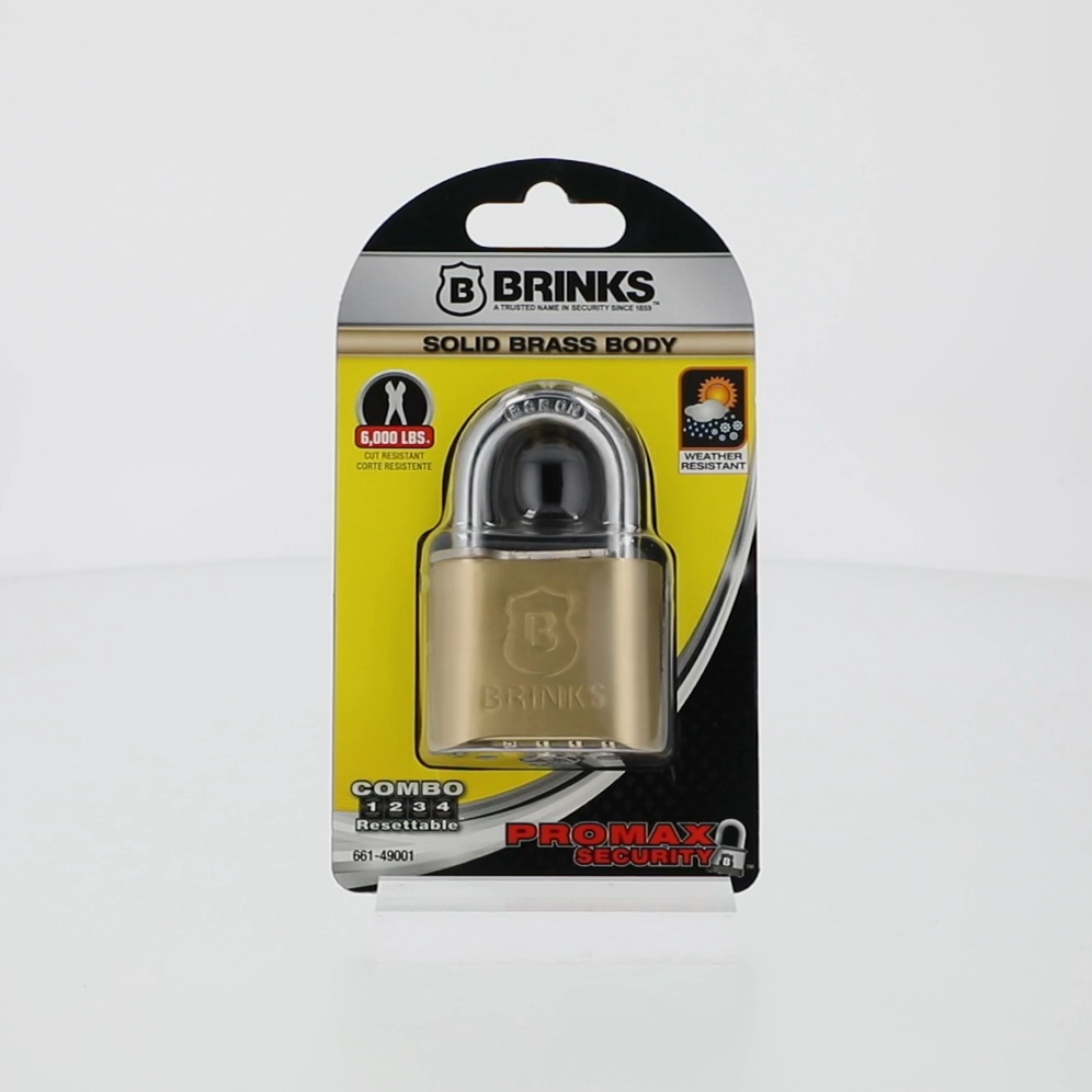 BRINKS 30mm Solid Brass 4-Dial Resettable Padlock – Chrome Plated, Hardened Steel Shackle, 2-Pack