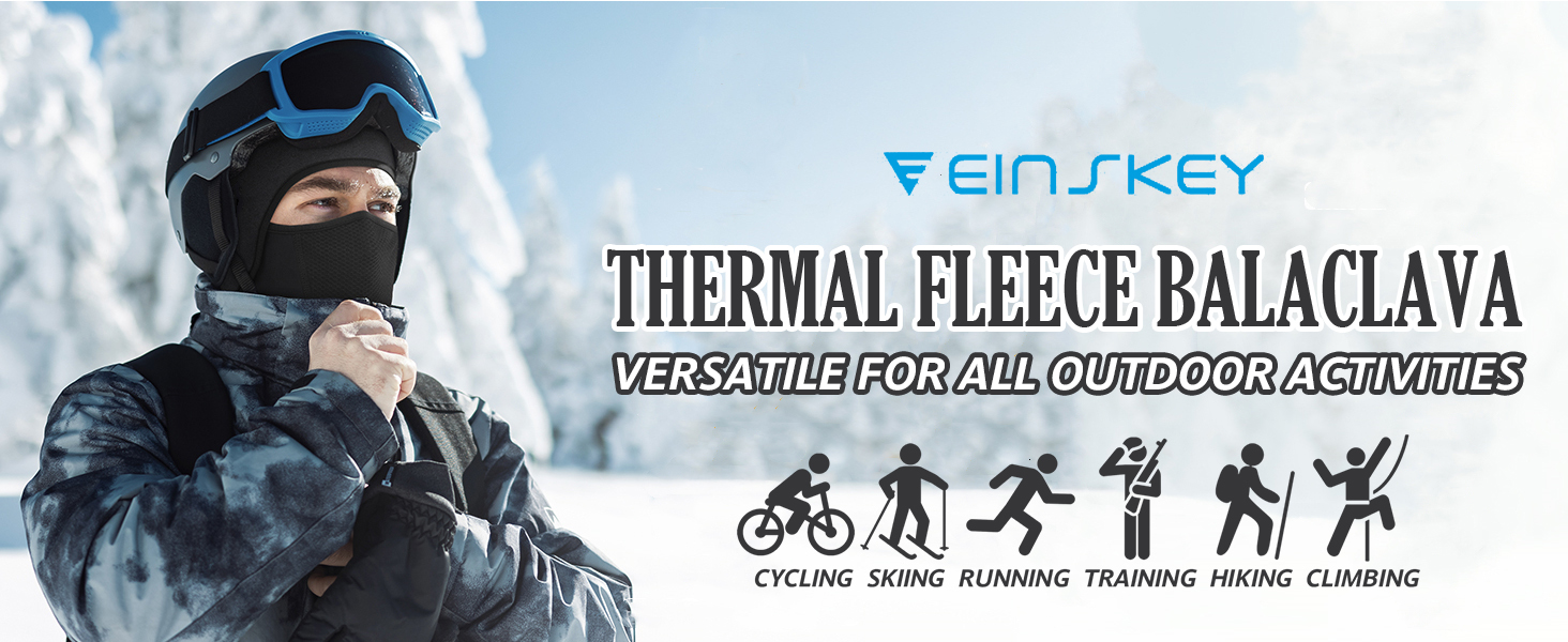 thumbnail video image 2 of EINSKEY Fleece Ski Mask with Nose Wire, 2-Pack Winter Full Face Mask Balaclava Hood Thermal Neck Cover for Skiing Cycling Running Black & Blue, 2 of 7