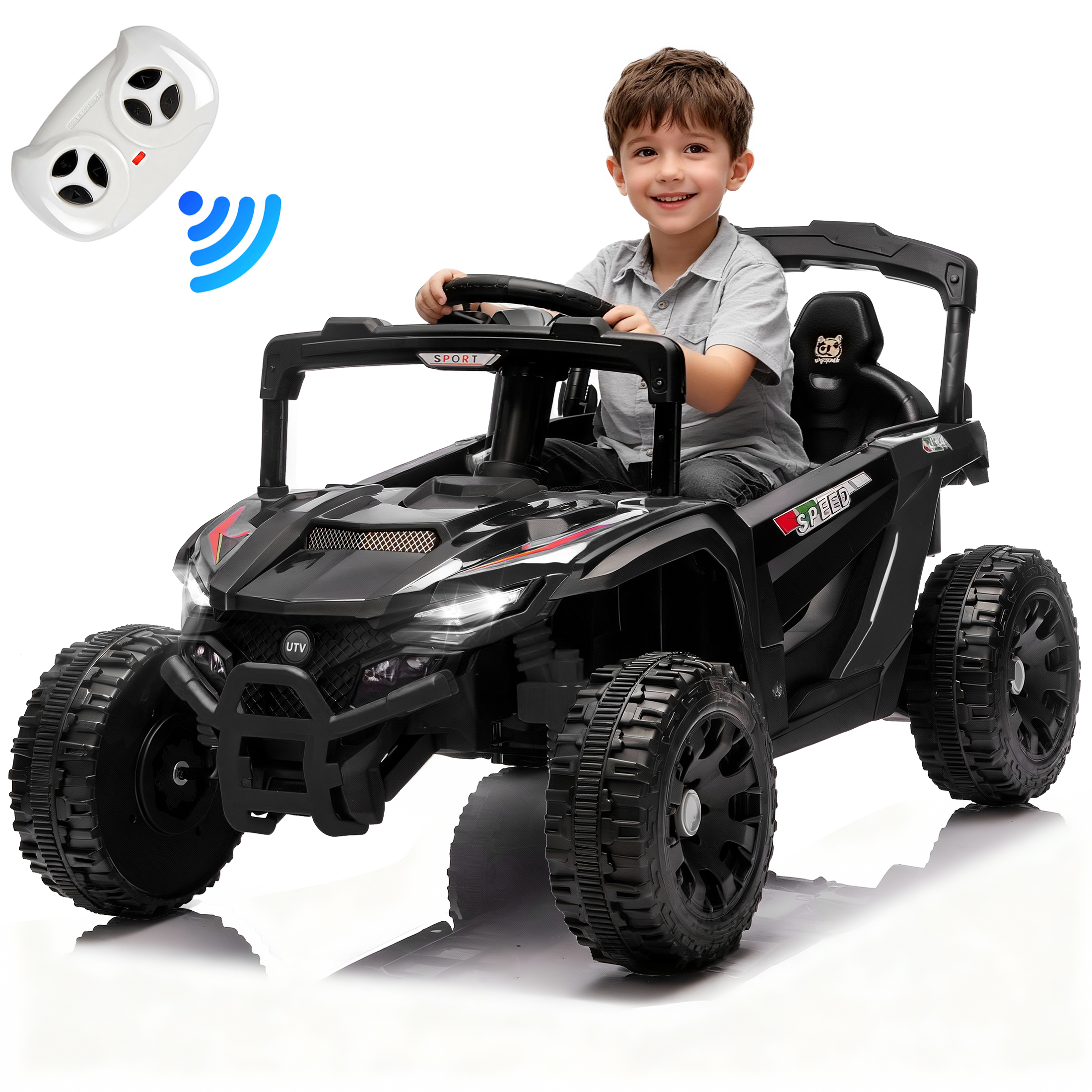 thumbnail video image 2 of iRerts 24V Powered Ride on Car UTV, Kids Ride on Toys with Remote Control, Bluetooth, Music, 4 Wheels Suspension, LED Light, Kids Cars 4 Wheeler Electric Vehicles for Boys Girls Ages 3-5 Gifts, Pink, 2 of 10