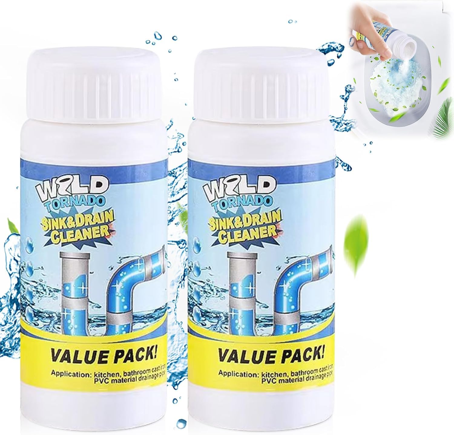 thumbnail video image 2 of Powerful Sink and Drain Cleaner Powder, Multi-Functional Powerful Pipe Unclogging Agent for Kitchen Toilet and Pipes Cleaning, 2 of 8
