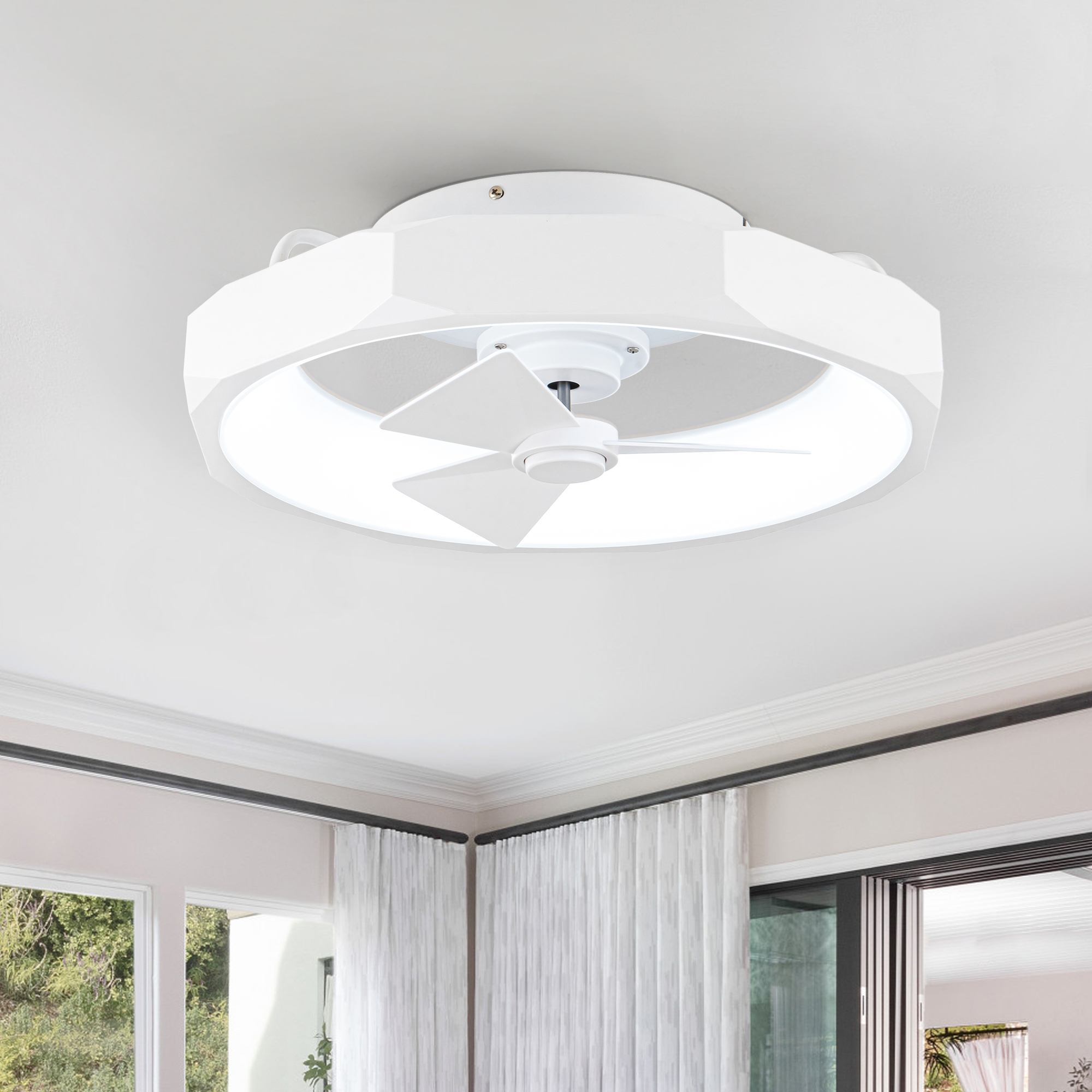 thumbnail video image 2 of Parrot Uncle 19" White 3-Blade Flush Mount Ceiling Fan with Light Kits and Remote for Bedroom, 1 Piece, 2 of 12