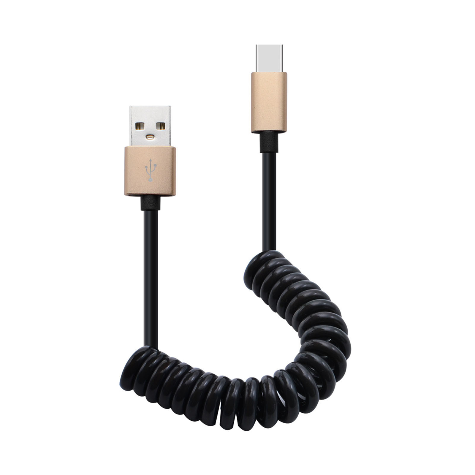 thumbnail video image 2 of Coiled USB C Cable for Car Charger Retractable USB C Cable Spring Charge Cord Data Sync for Mobile Phone, 2 of 9