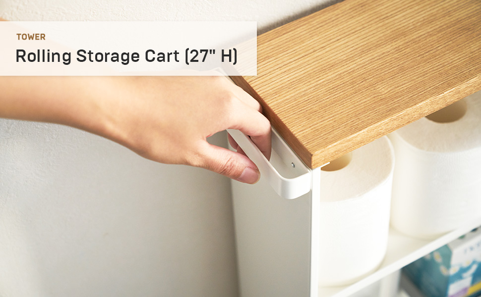 thumbnail video image 2 of Yamazaki Home Rolling Storage Cart, Steel White, 2 of 6