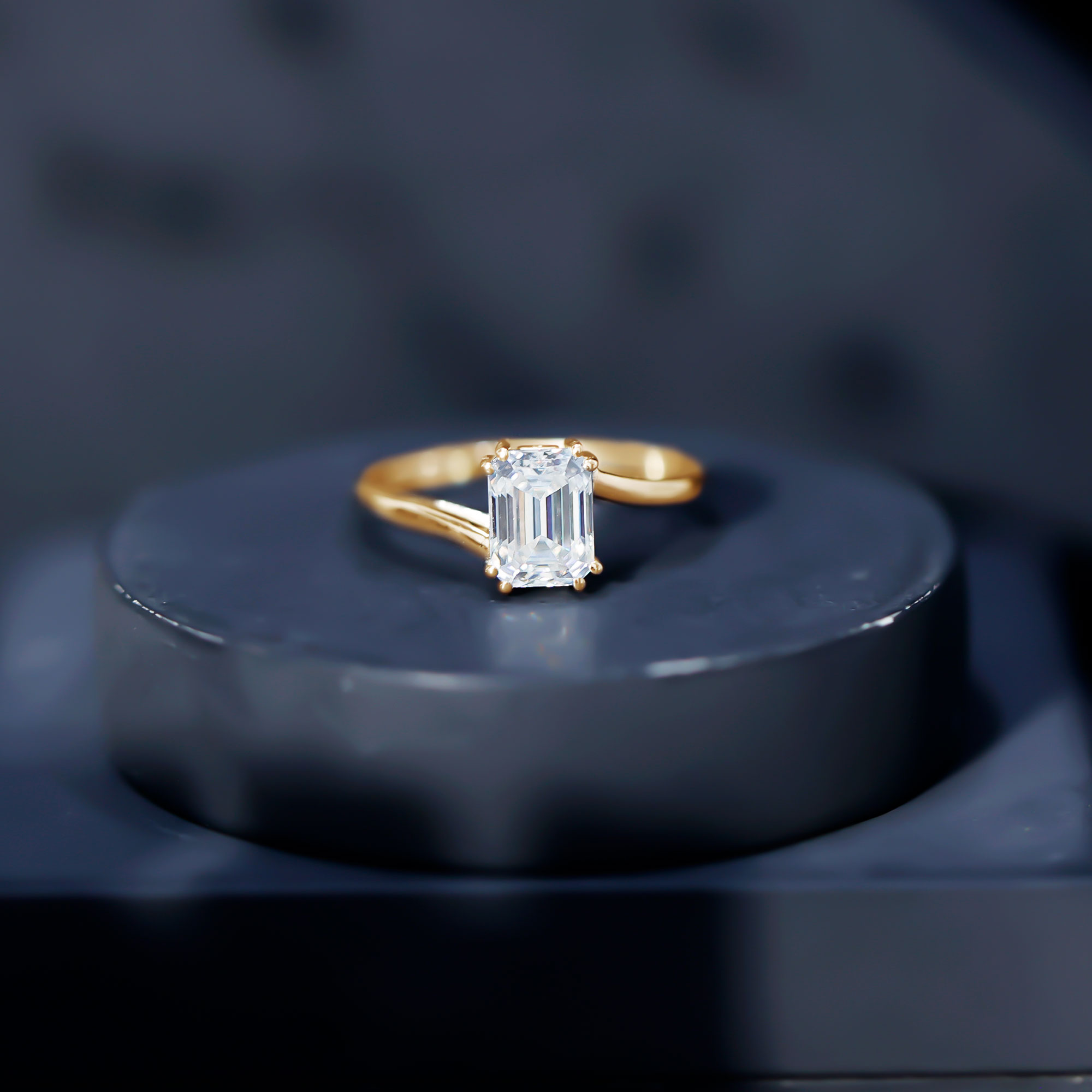 thumbnail video image 2 of Rosec Jewels Certified Moissanite Emerald Cut Engagement Ring 2 Ct - Moissanite Solitaire Ring (6X8 mm, D-VS1 Quality), 925 Sterling Silver, US 4.00, 2 of 8