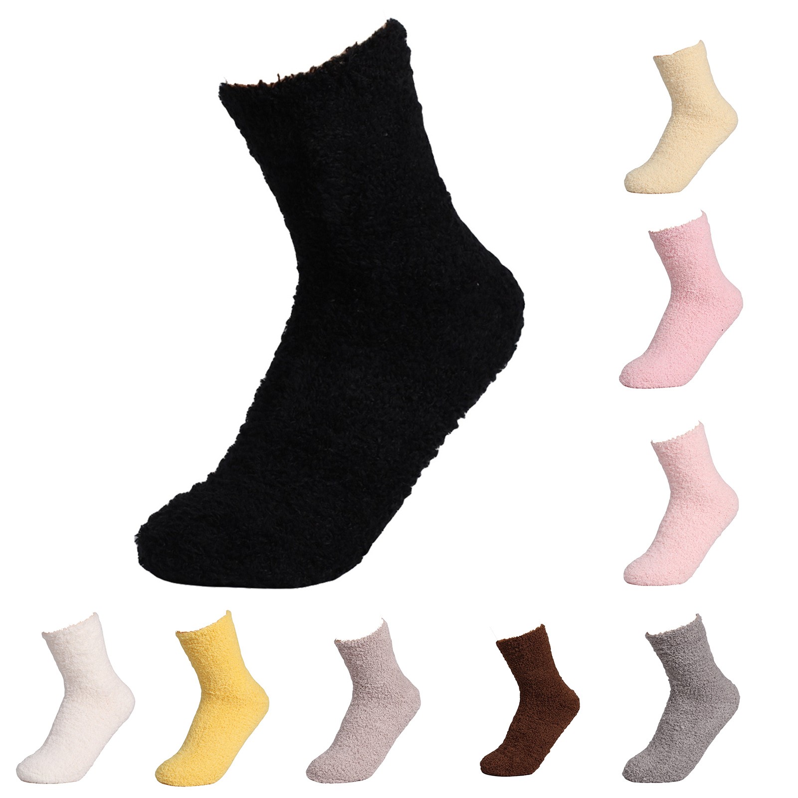 thumbnail video image 2 of GZWYHT Ankle Socks,Crew Socks Women's Solid Color 2 Pairs Plush Socks Winter Solid Color Thickened Floor Sleeping Plush Socks Fuzzy Socks,Dress Socks,Cute Socks Orange, 2 of 4