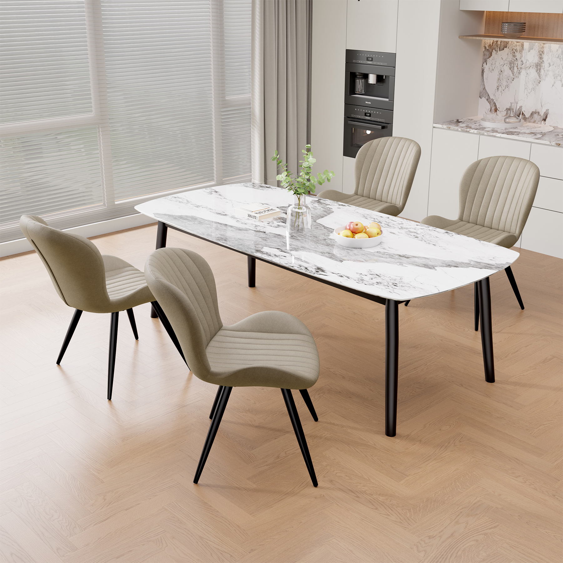 thumbnail video image 2 of Hawsaiy Upholstered Dining Chairs Set of 6, Modern Kitchen Chairs with Backrest and Metal Legs, 19" Seat Height,Brown, 2 of 9