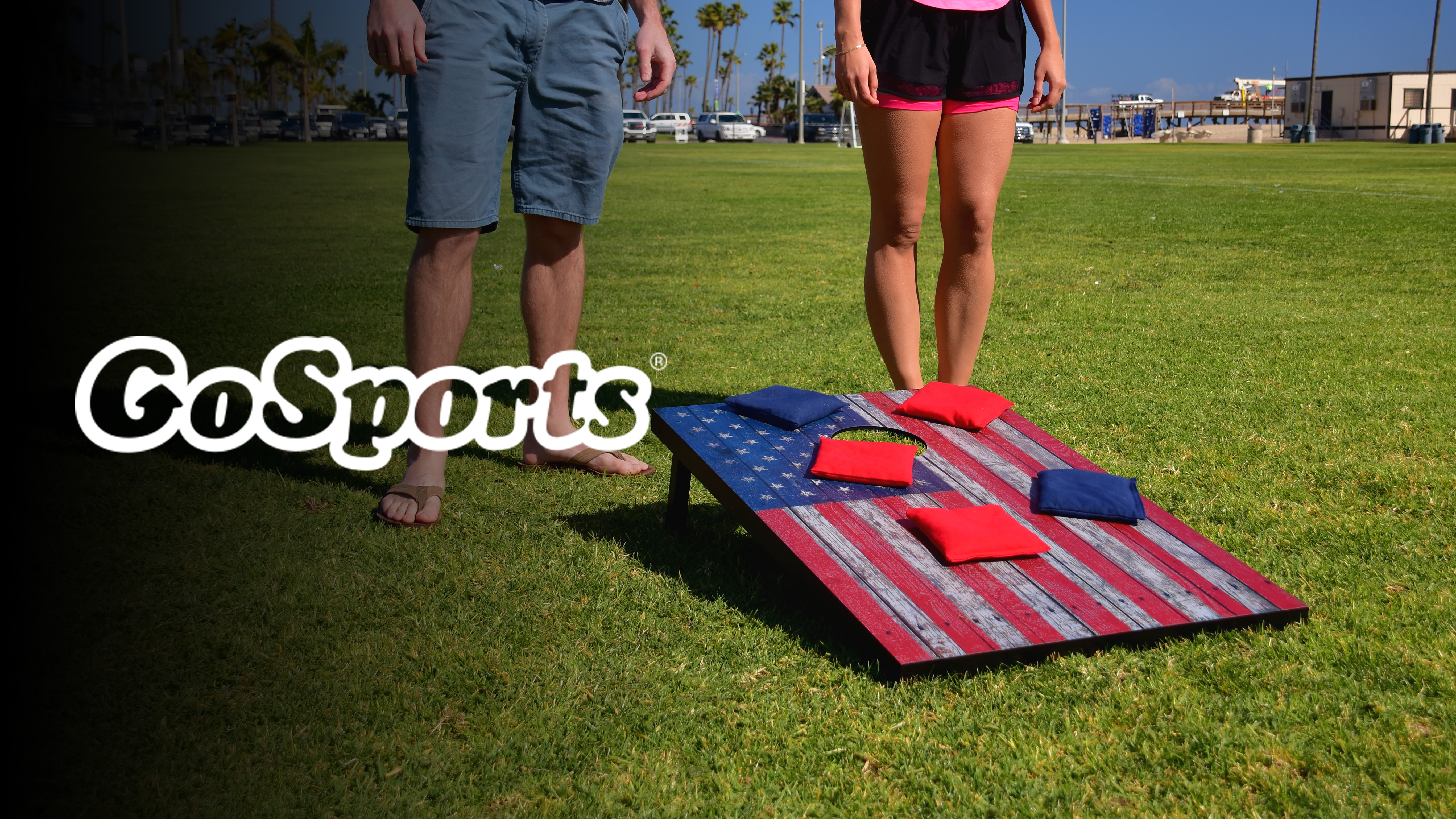 thumbnail video image 2 of GoSports 3 x 2 ft Wood Design Cornhole Game Set - Includes Two 3 x 2 ft Boards, 8 Bean Bags, and Carry Case, 2 of 6