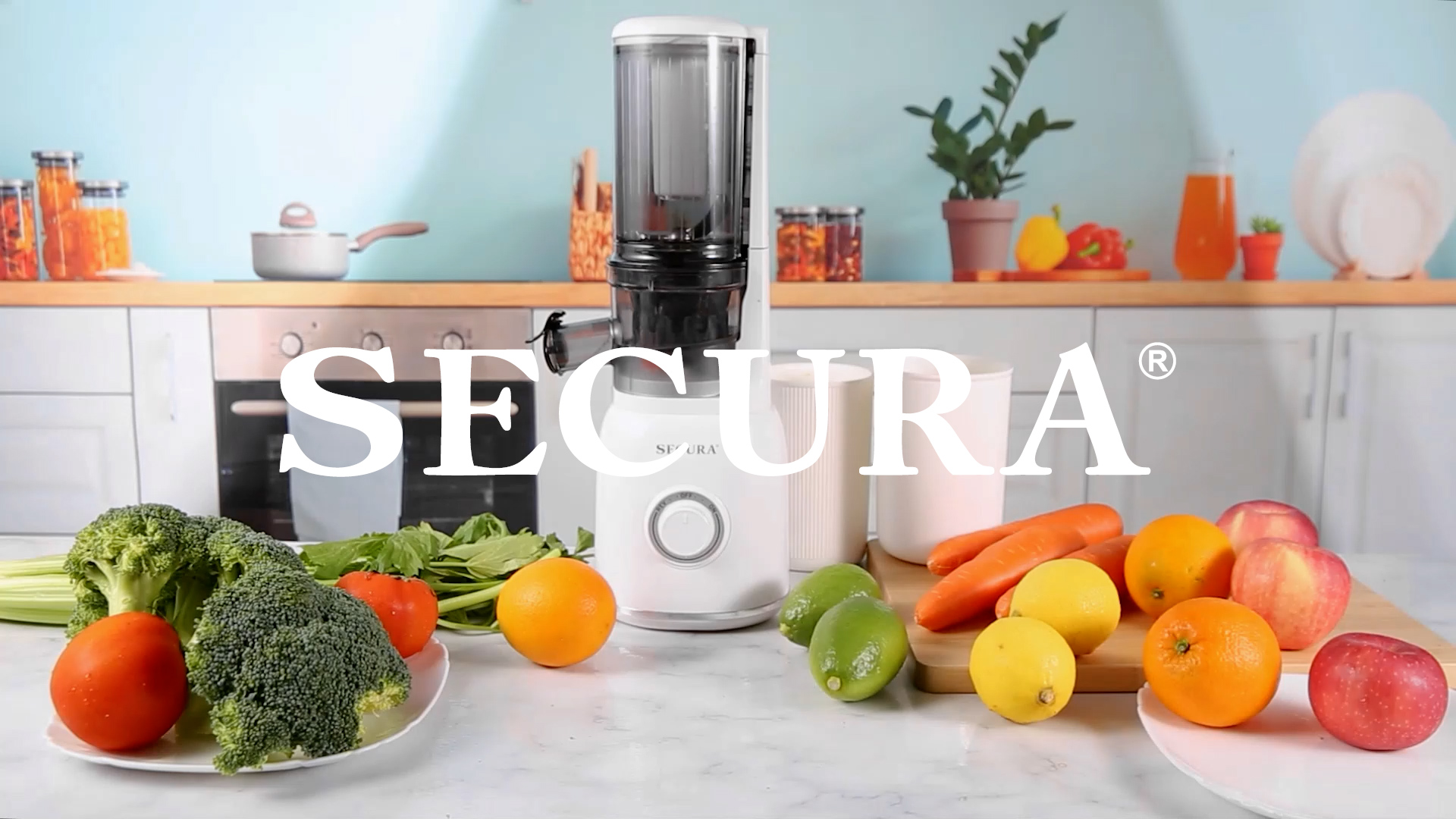 thumbnail video image 2 of Secura Slow Juicer with Stainless Steel Prong Spiral Auger & Mesh Free Filter, Cold Press Juicer, Masticating Juicer Machines with Quiet Motor & Reverse Function for Vegetables and Fruits, White, 2 of 8