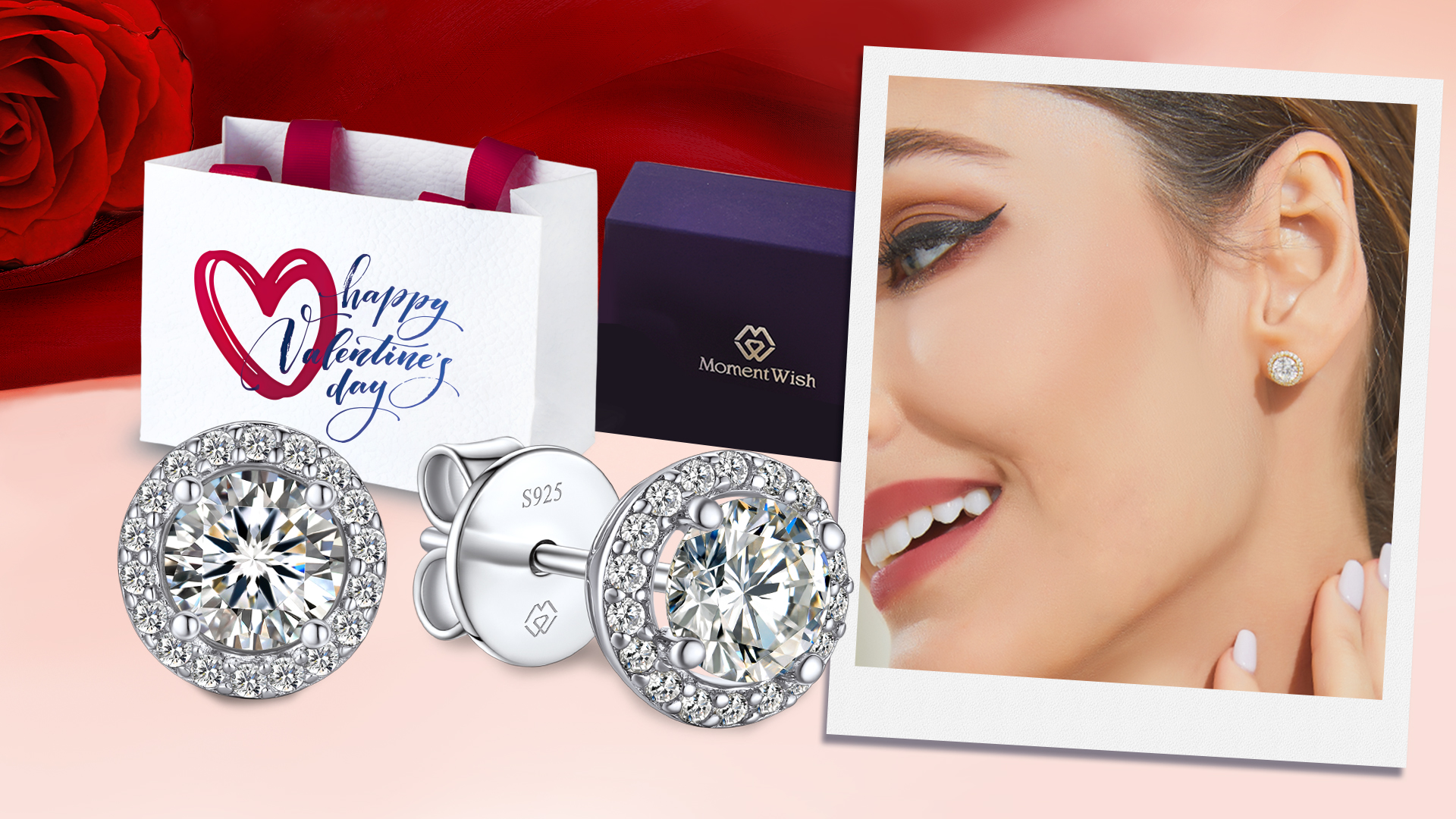 thumbnail video image 2 of MomentWish Moissanite Stud Earrings for Women 2 Carat D Color VVS1 Simulated Diamond Earrings Birthday Gift for Her, 2 of 10