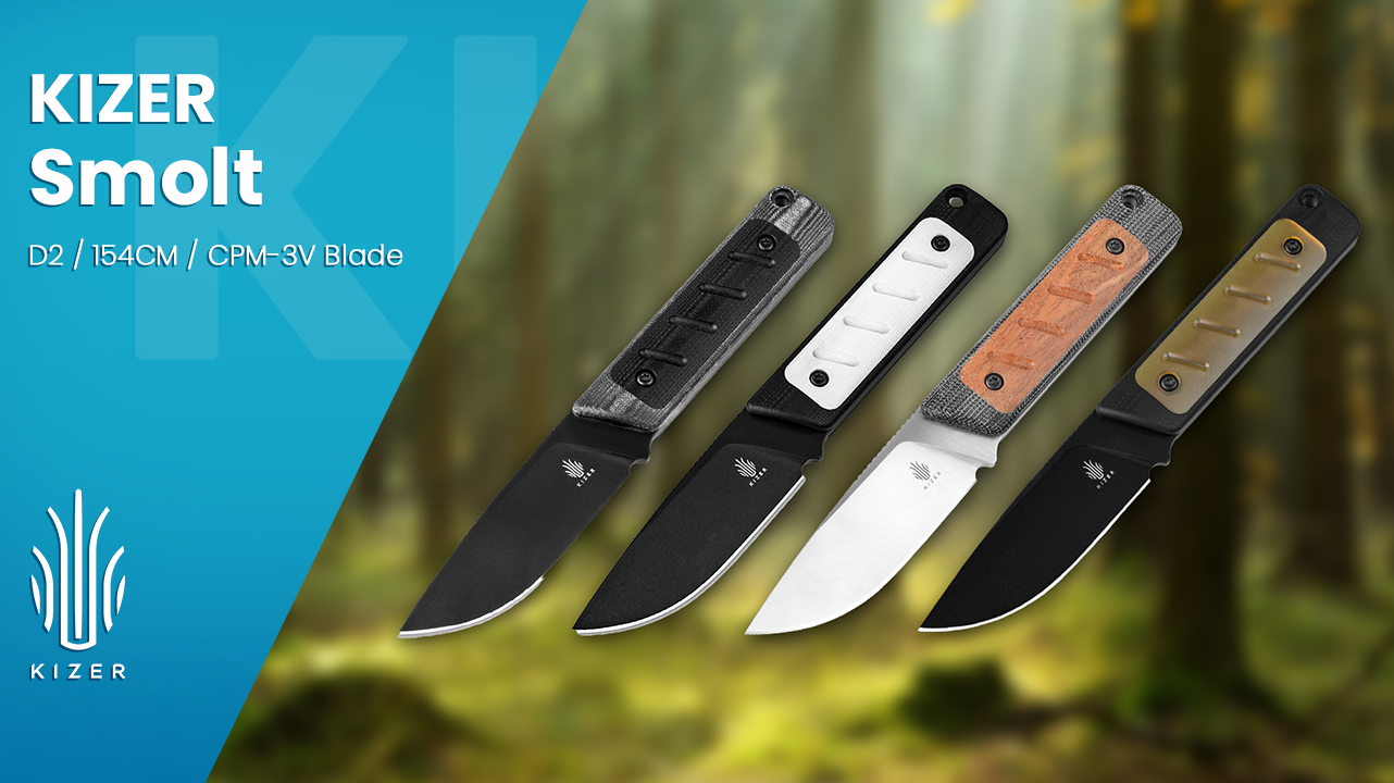 thumbnail video image 2 of Kizer Smolt Fixed Blade Knife , 3V Steel G10+Micarta Handle, 1063A1, 2 of 8