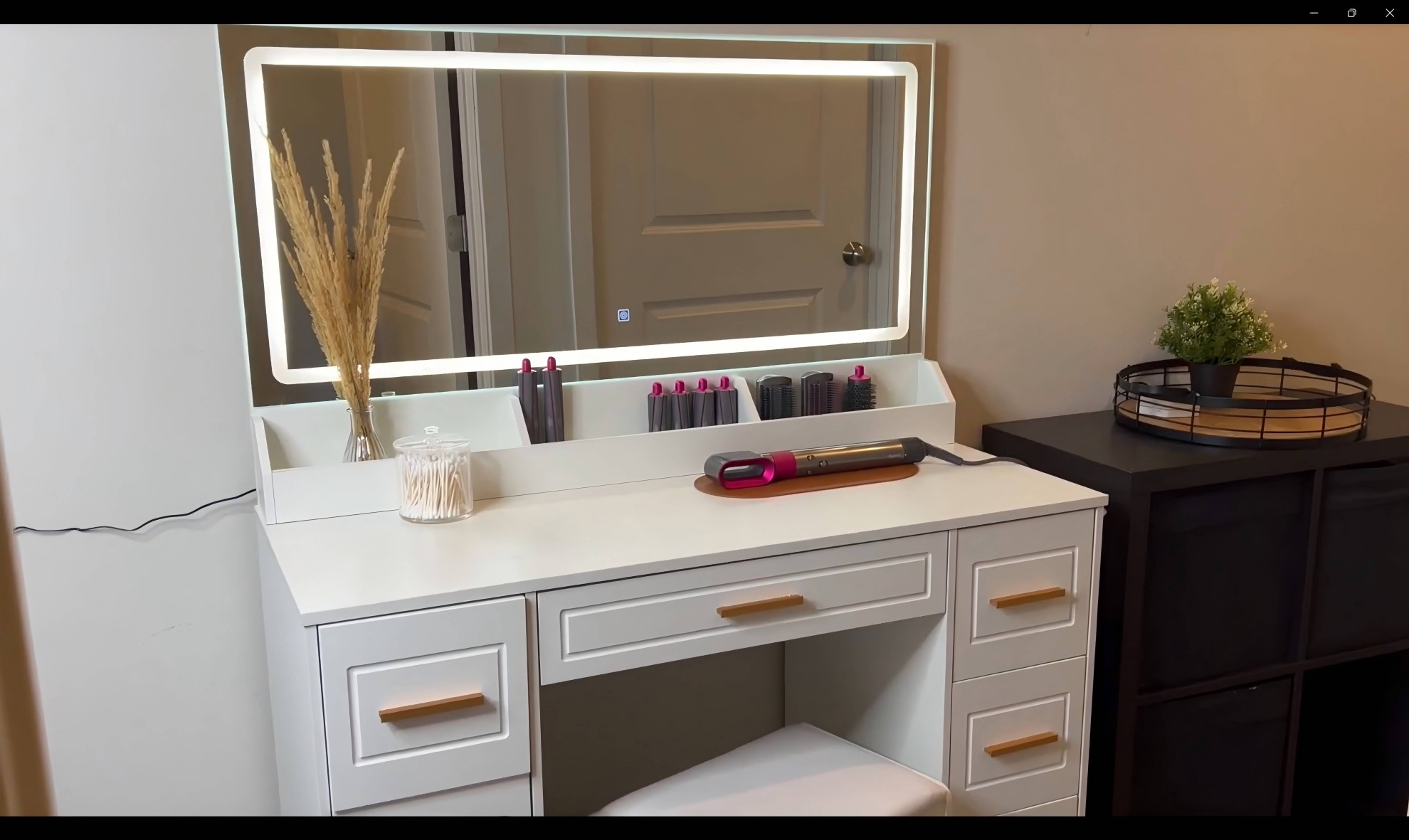 thumbnail video image 2 of Homesflex Holiday Glam Makeup Vanity Set with LED Lighted Mirror, Drawers & Stool – Modern White Beauty Desk for Christmas Gift, Bedroom & Dressing Room Storage, 2 of 11