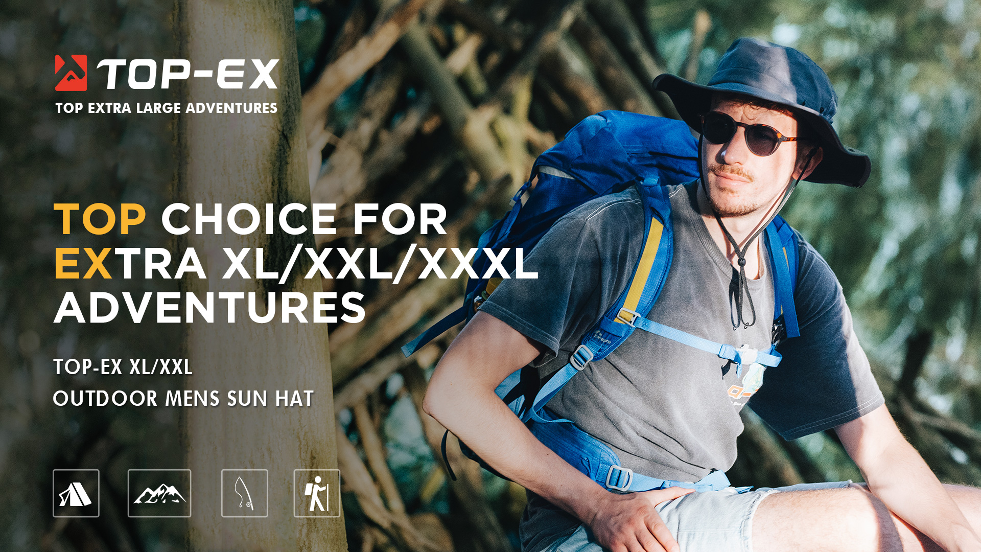 thumbnail video image 2 of TOP-EX Men's Waterproof Bucket Sun Hat - Wide Brim UV Protection SPF Boonie Cap for Hiking Fishing Beach Safari - Dark Grey XXL, 2 of 10