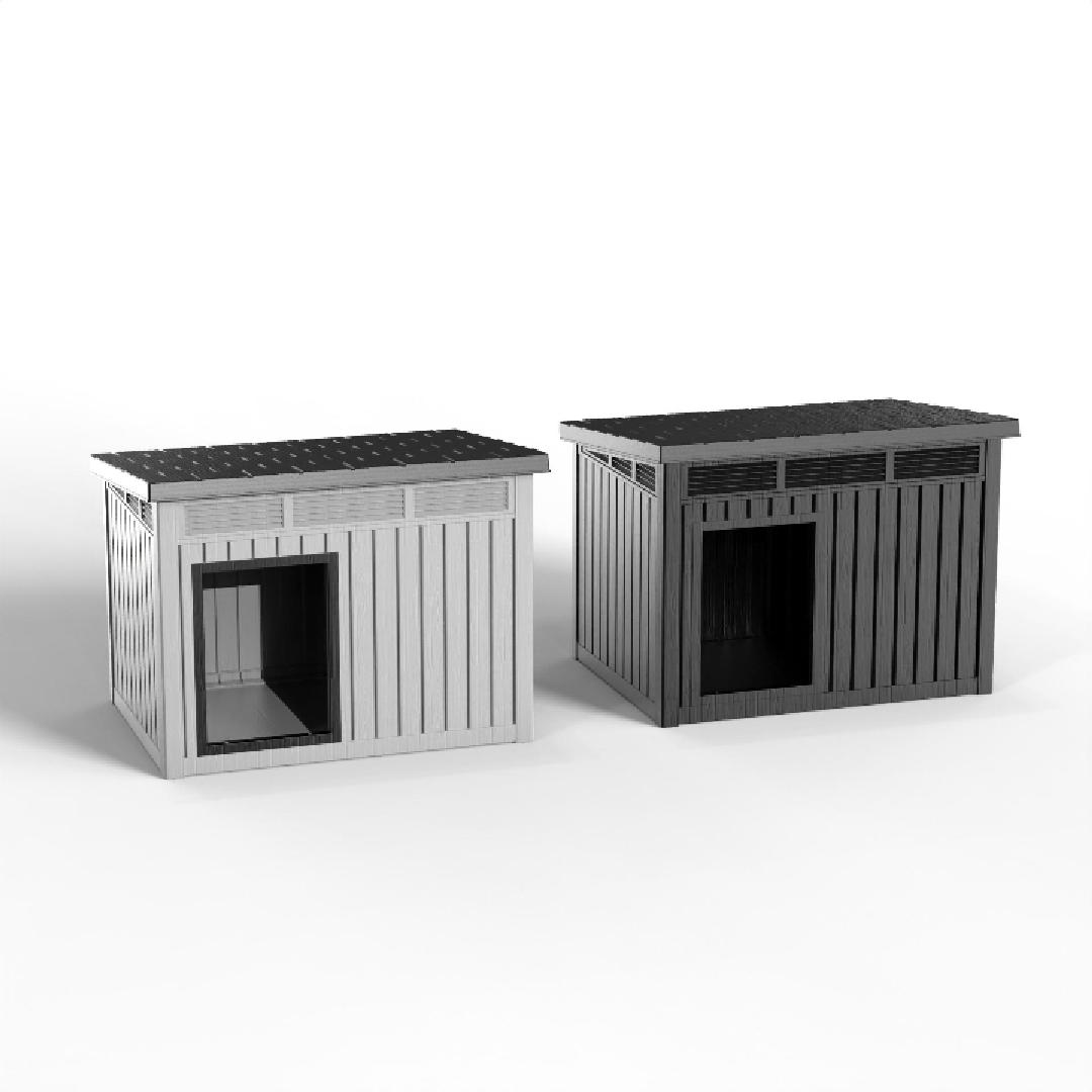 thumbnail video image 2 of Dog House for Both Indoor and Outdoor with Weatherproof Roof Removable Floors for Medium to Large Dogs Interior Space (Grey&Black, Large ), 2 of 9