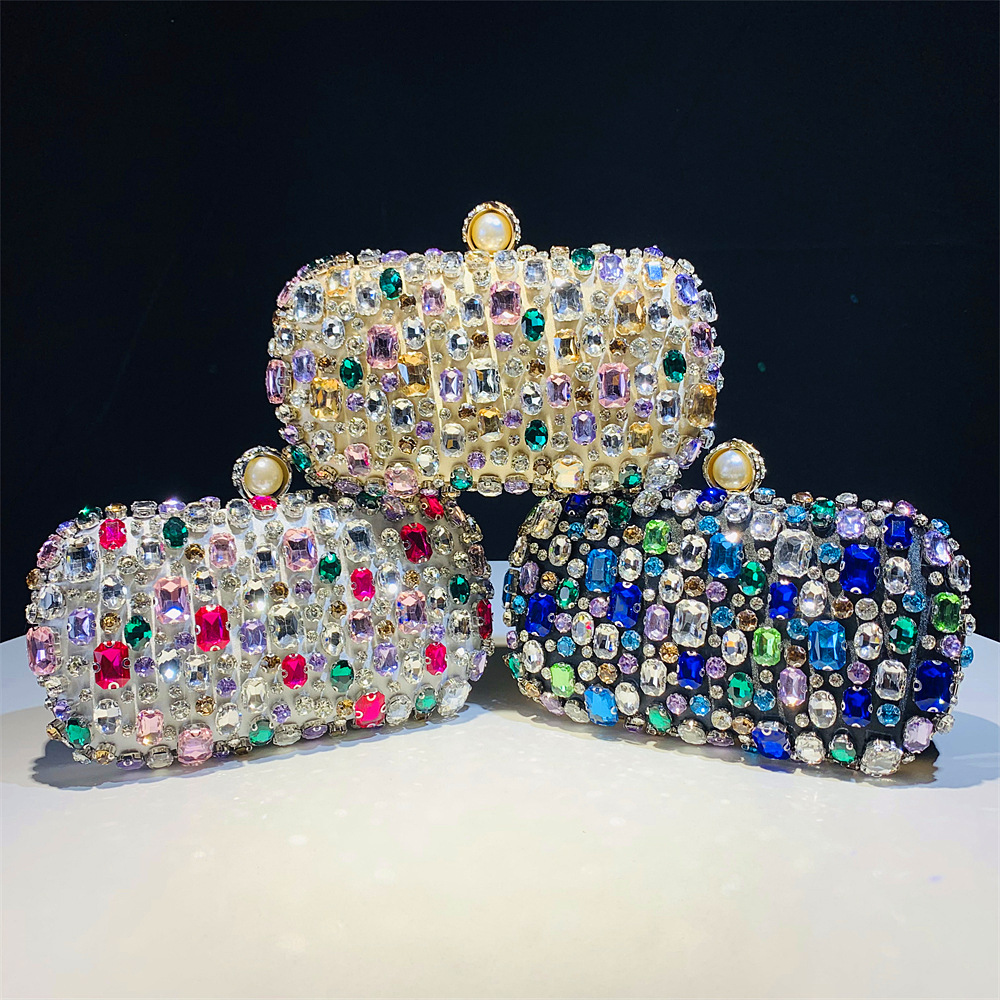 thumbnail video image 2 of Womens Evening Clutch Purse Handbag Heavy Beaded Embroidered Evening Bag with Rhinestones,Silver, 2 of 19