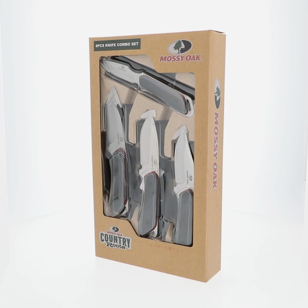 Mossy Oak 8-Piece Hunting Set with 4 Fixed Knives (7-8.25 Inch