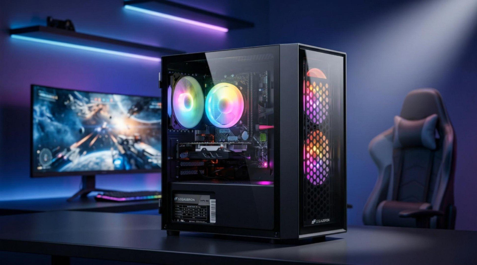 thumbnail video image 2 of STGAubron Gaming Desktop PC, Intel Core i5 up to 3.6GHz, 16G RAM, 512G SSD, Radeon RX 560 4G, WiFi 6, BT 5.0, RGB Fan x3, Windows 11 Home, 2 of 8