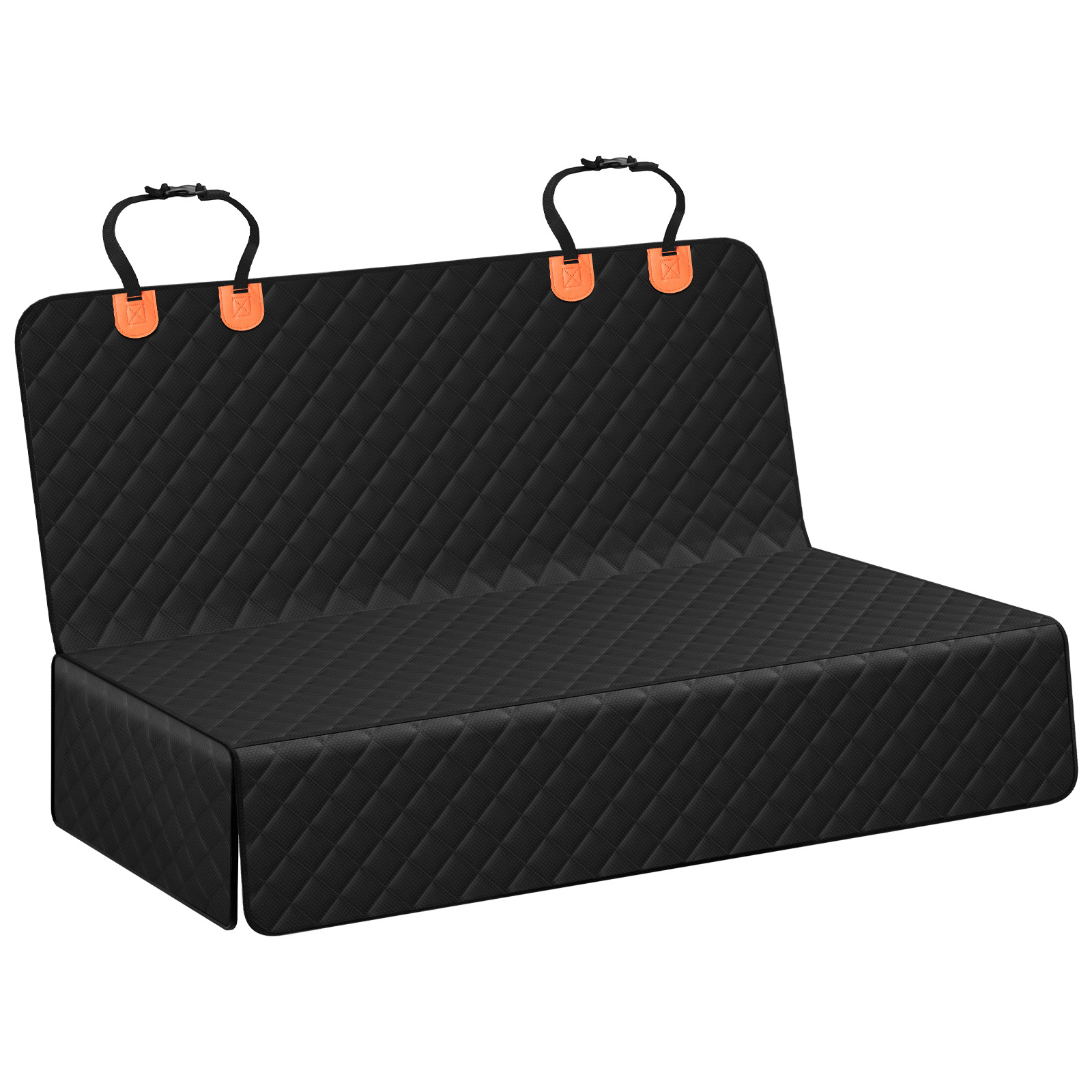 thumbnail video image 2 of SMATTO Dog Car Seat Cover for Back Seat Bench, Waterproof, Scratchproof, Nonslip, Universal Fit Cars Trucks SUVs, Washable Durable Pet Car Seat Protector with 4 Seat Belt Openings - Black, 2 of 11