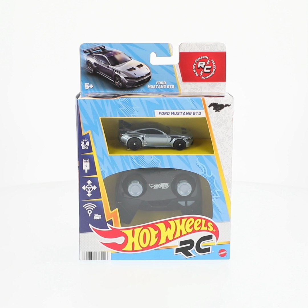 Hot Wheels RC 1:64 Scale Ford Mustang GTD, Battery-Powered Remote