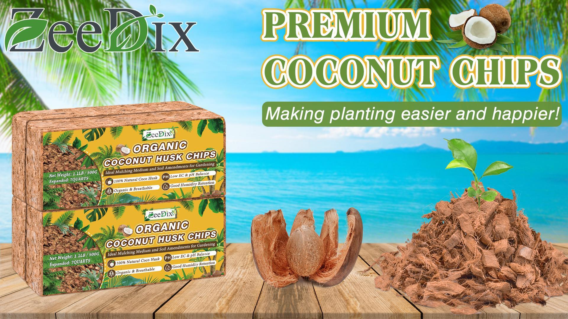 thumbnail video image 2 of ZeeDix 8 Pcs Coco Coir Chips Bricks Growing Medium, Low EC, pH Balanced, 100% Organic Coconut Fiber, 1.1LB, 2 of 7