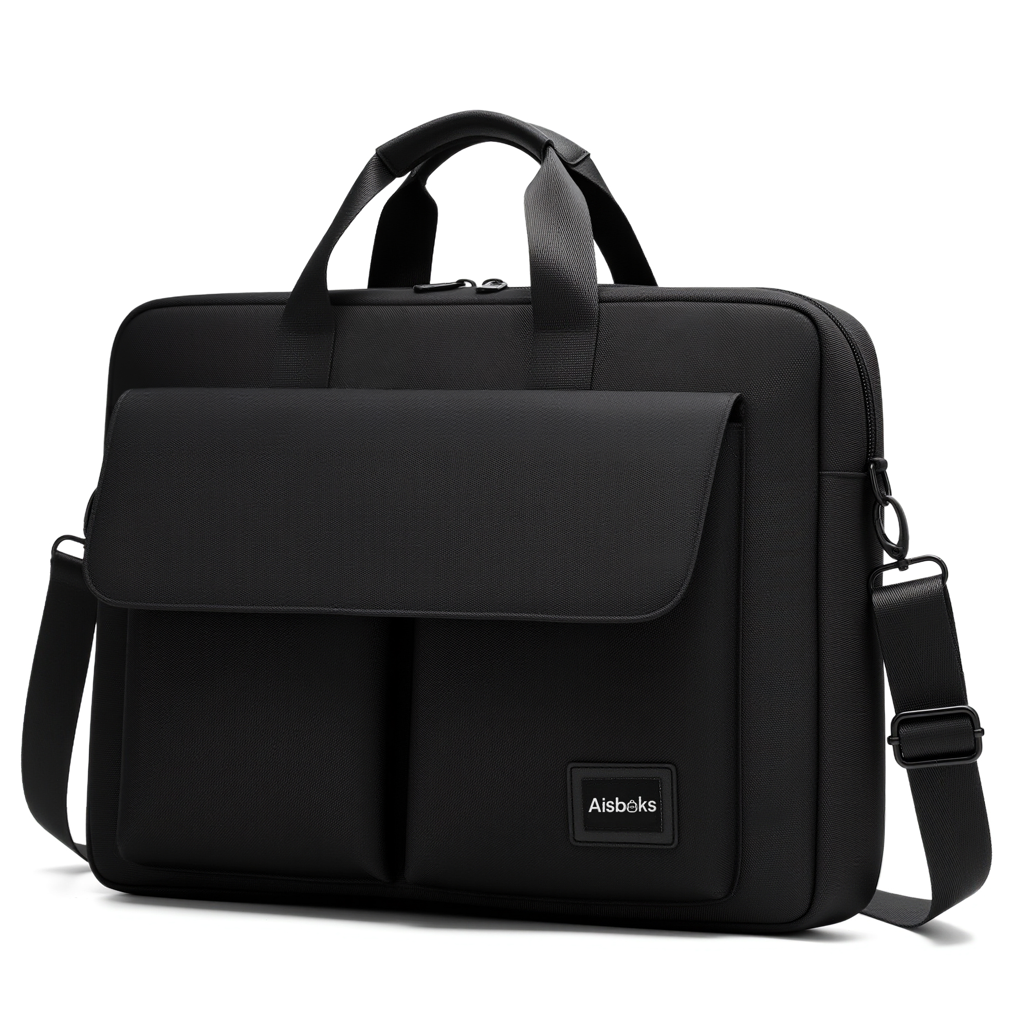 thumbnail video image 2 of Aisboks 11-16''Laptop Shoulder Bag,15.6''Laptop Bag for Men & Women, Water-Resistant Computer Messenger Bag, Business Briefcase with Luggage Strap for Work Travel, Black, 2 of 8