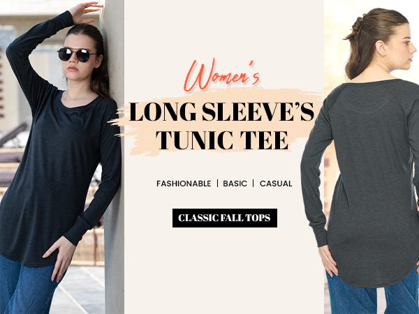thumbnail video image 2 of JustBlanks Women Tri Long Sleeve Tunic Lightweight Soft Crew, 2 of 2