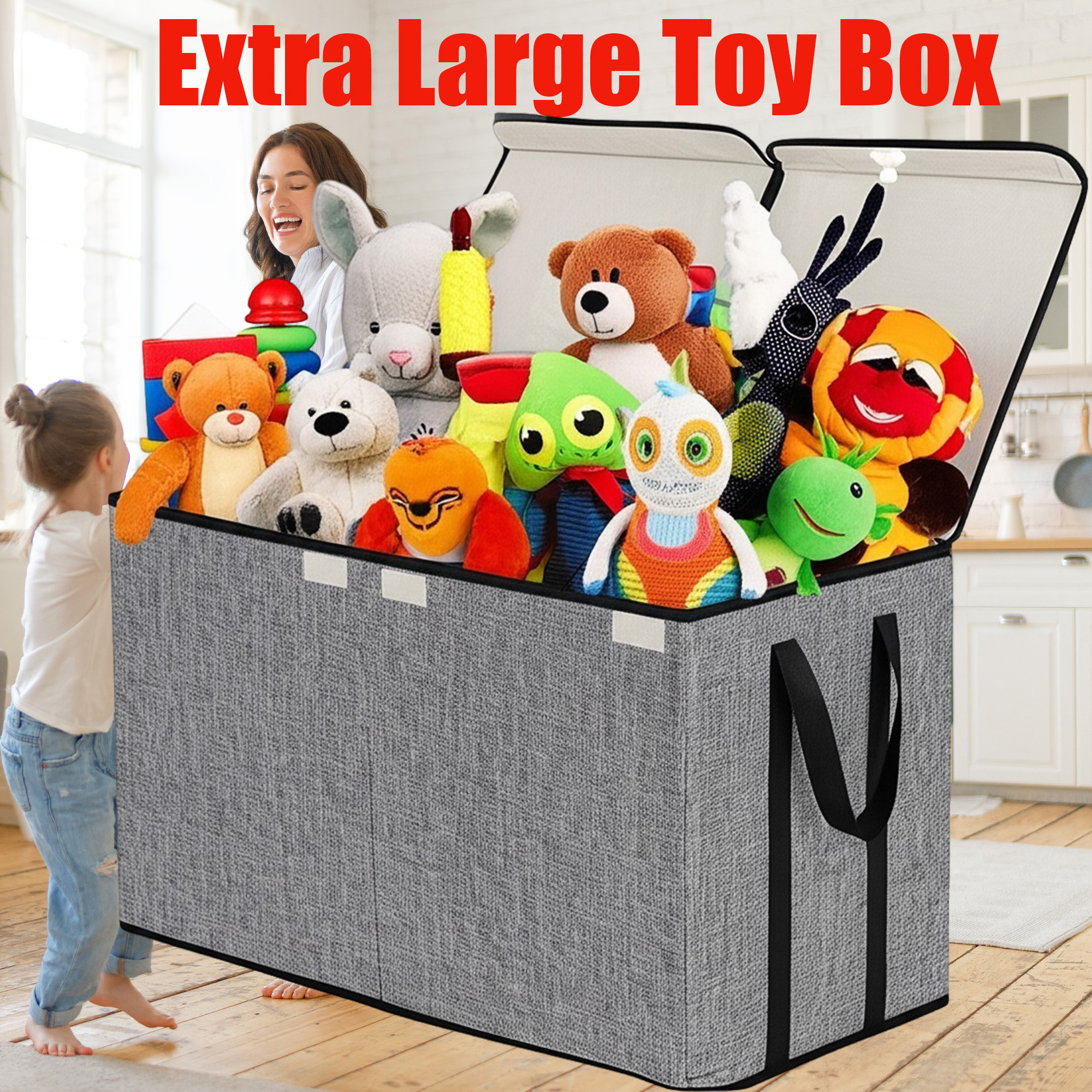 VICTORICH Extra Large Child Collapsible Toy Storage Fabric 32 gal Kids ...
