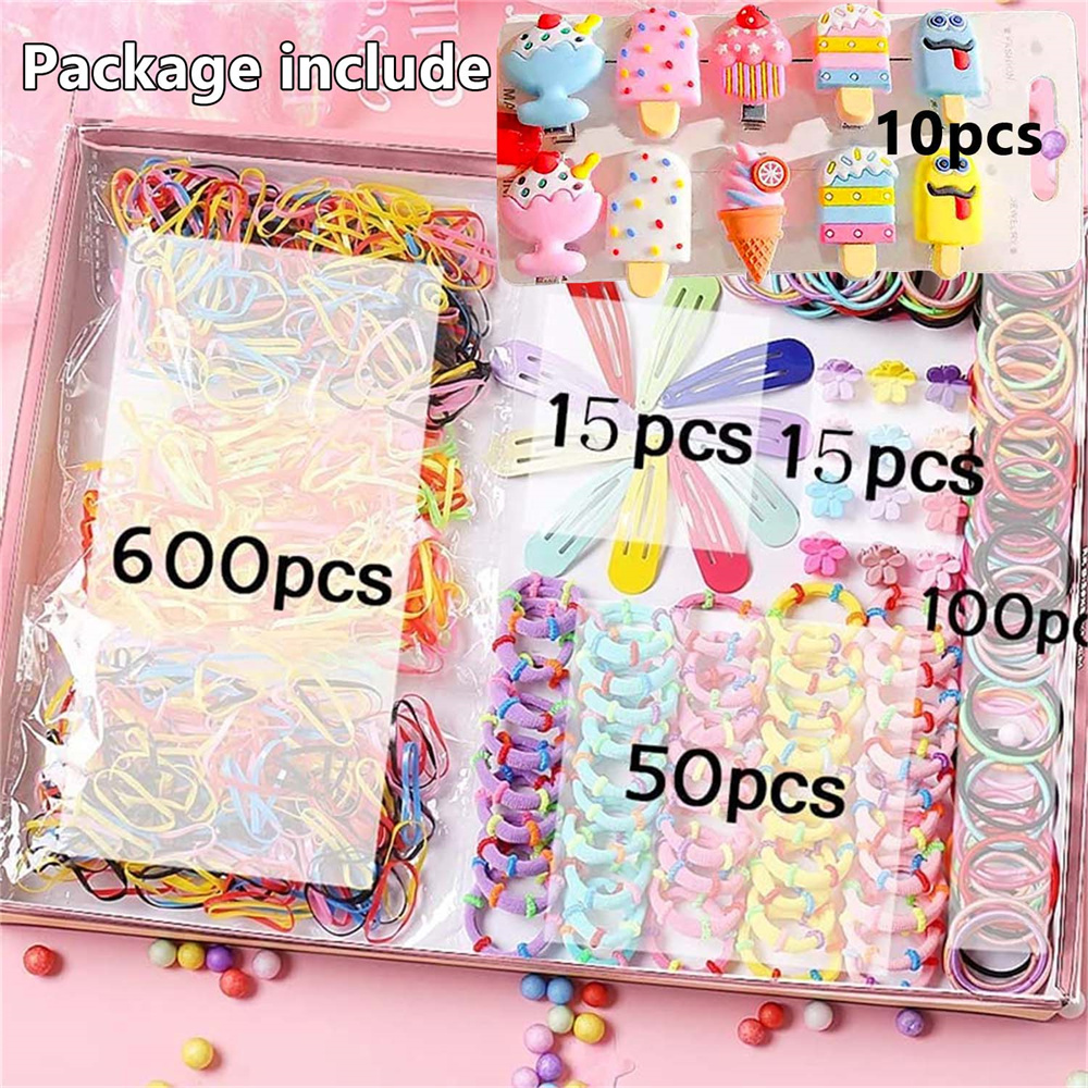 thumbnail video image 2 of 790 PCS Hair Accessories Set Colorful Hair Clips Ties Elastic Bands for Girls, Toddlers, Kids, Teens, 2 of 13