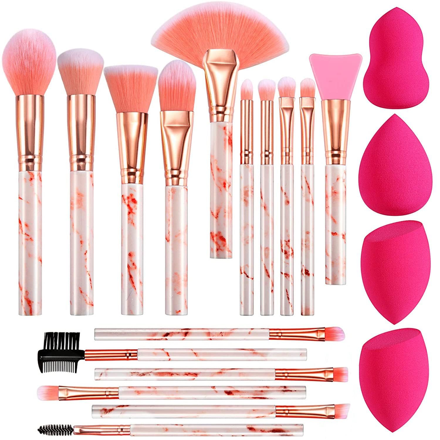 thumbnail video image 2 of DUAIU Makeup Brushes 16PCS Professional Makeup Brushes Set with 4PCs Makeup Sponge Foundation Brush Eyeshadow Brush Lip Brush Set Make Up Tool, 2 of 8