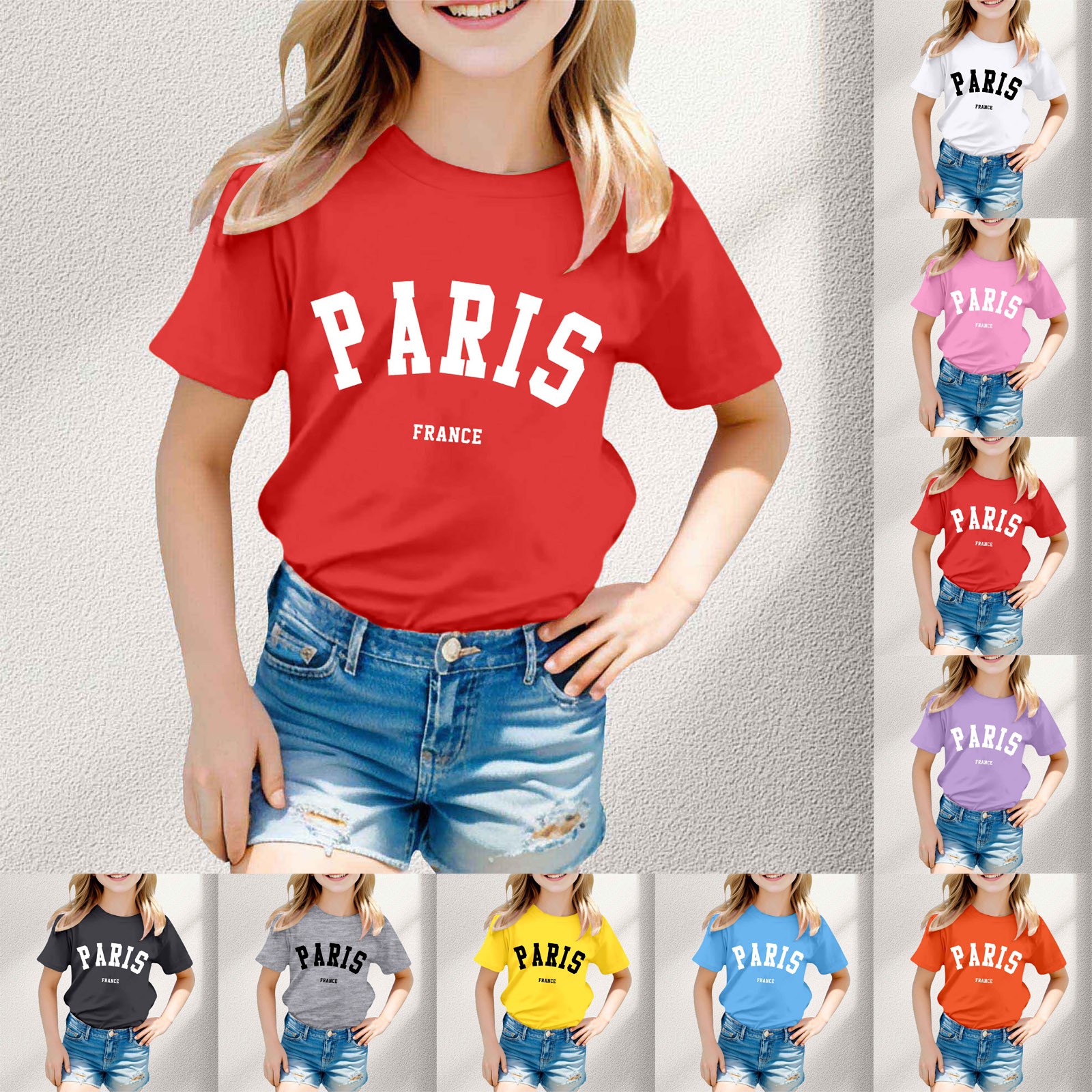 thumbnail video image 2 of SNKSDGM Girls Girls Shirts Size 12-14 Black Clothes for Girls 10-12 Jeans Boy and Girl Fashion Casual Print Round Neck Loose Short Sleeve T Shirt Top 3-4 Years, 2 of 4