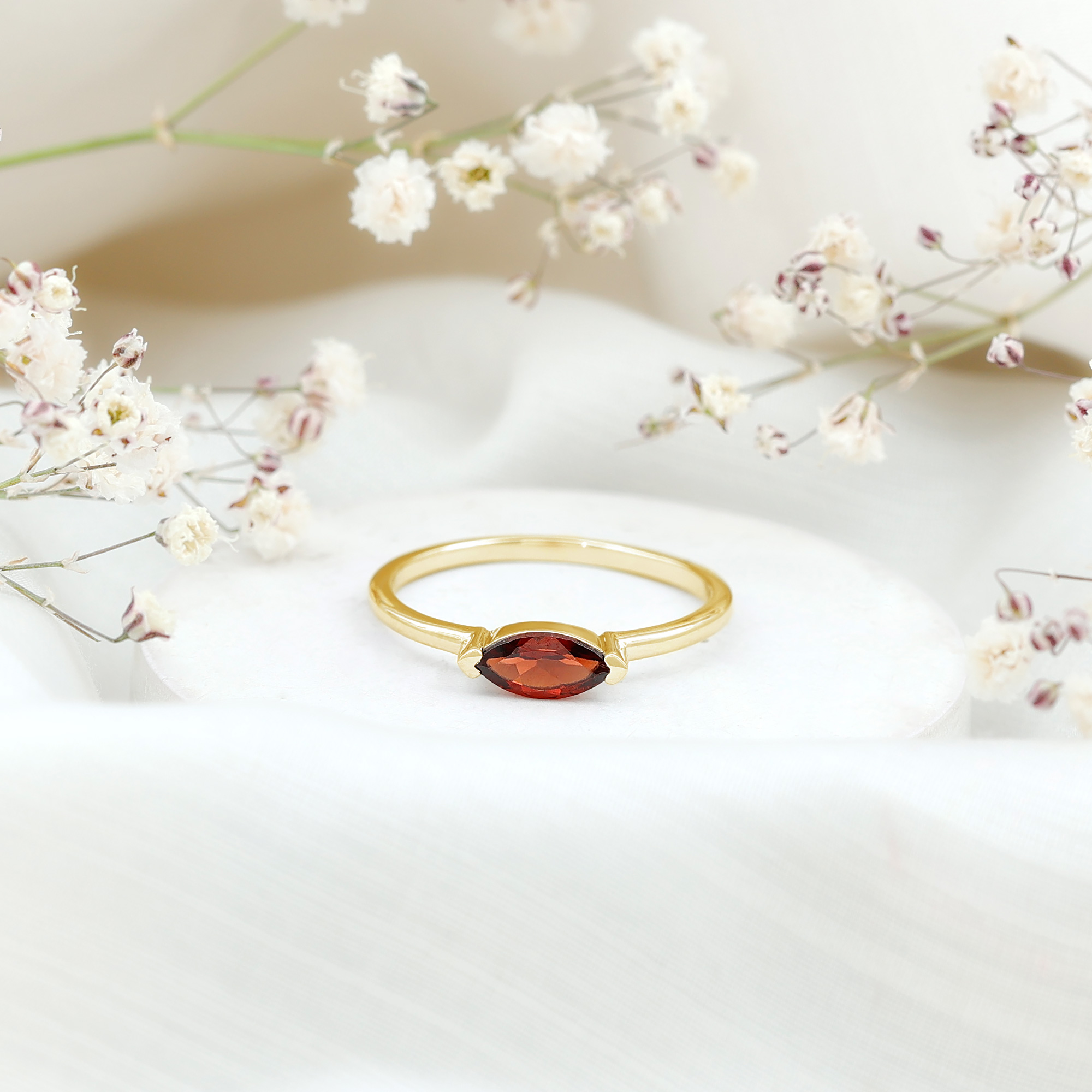 thumbnail video image 2 of Rosec Jewels Real Garnet Promise Ring - East West Marquise Ring - AAA Quality - January Birthstone Ring, 14K White Gold, US 12.00, 2 of 9