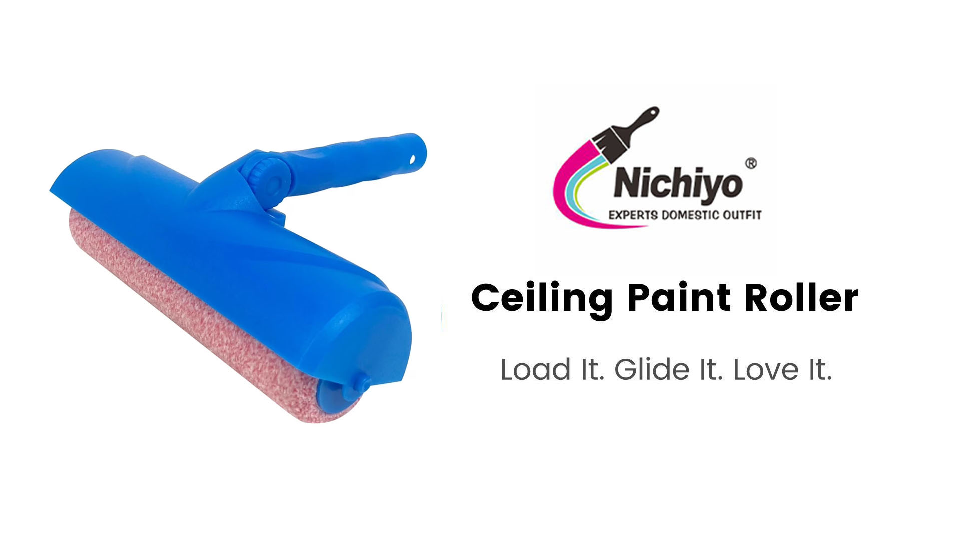 thumbnail video image 2 of Nichiyo 10 inch Ceiling Paint Roller with Splash Guard | Adjustable No-Drip Roller for Ceilings & Walls, Pink (EL01160), 2 of 10