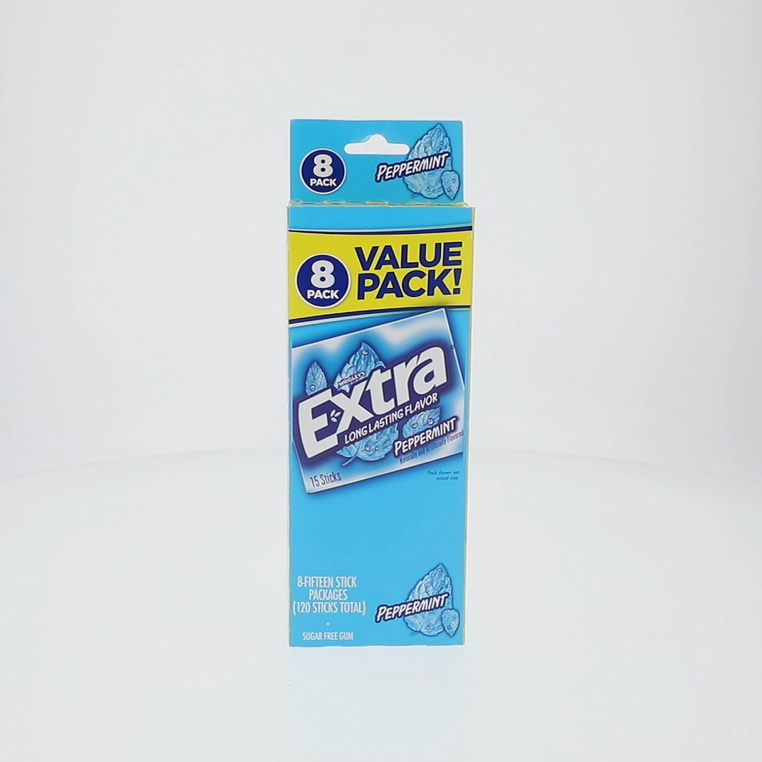 Extra Sugarless Mint Peppermint Chewing Gum - 15 Count (8 Pack