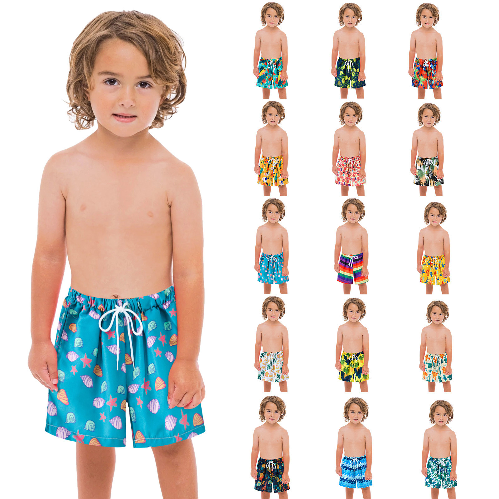thumbnail video image 2 of LNMQLPDBS Toddler Boy Swimsuit Boy's Swim Printed Trunks Kid Board Shorts Sun Protection-Quick Dry Boys Swimsuit Toddler to Big Kid Sizes Boys 5t Swim Trunks Beach Shorts for Seaside ﻿, 2 of 4