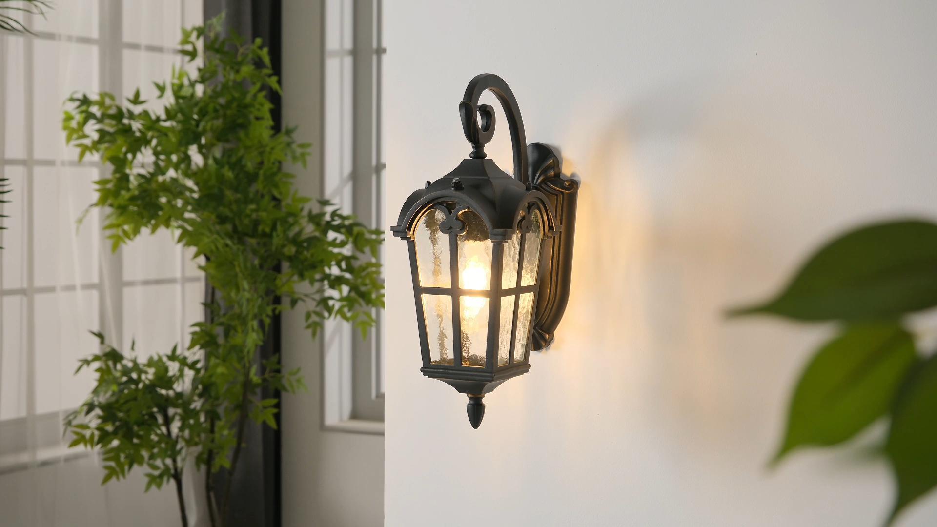 thumbnail video image 2 of VIANIS Outside Lights for House, Dawn to Dusk Light Fixture, Black Classic Wall Lantern Fixture with Water Ripple Glass, 100% Aluminum Outdoor Sconce Lights Wall Mount, Coach Light for Garage Porch, 2 of 10