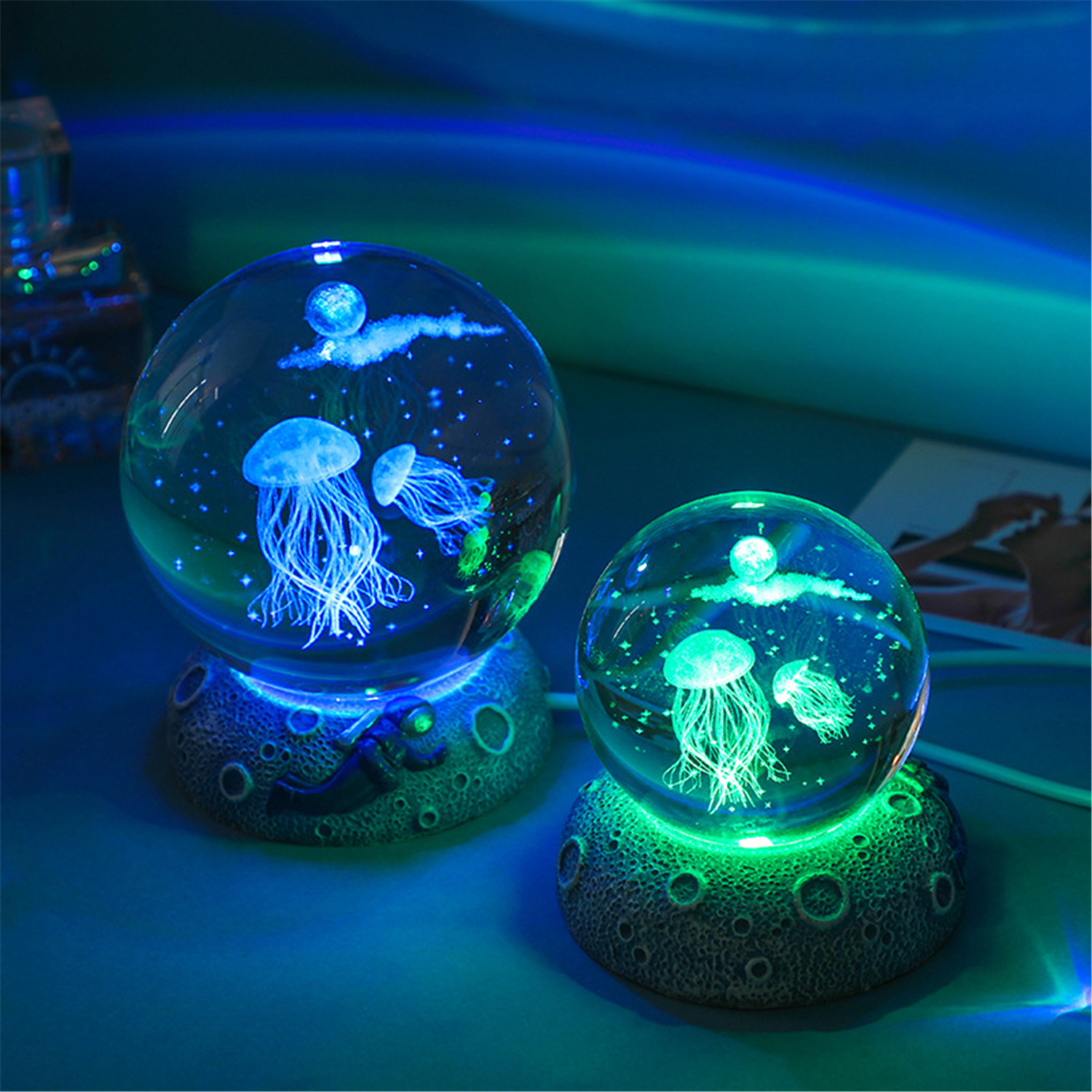 thumbnail video image 2 of Crystal 3D Cat and Butterfly 2.36in Ball Figurine Gifts for Women Glass Animal Art for Room with Space Light Base Keepsakes for Cat Lover Home Decor Paperweight, 2 of 14