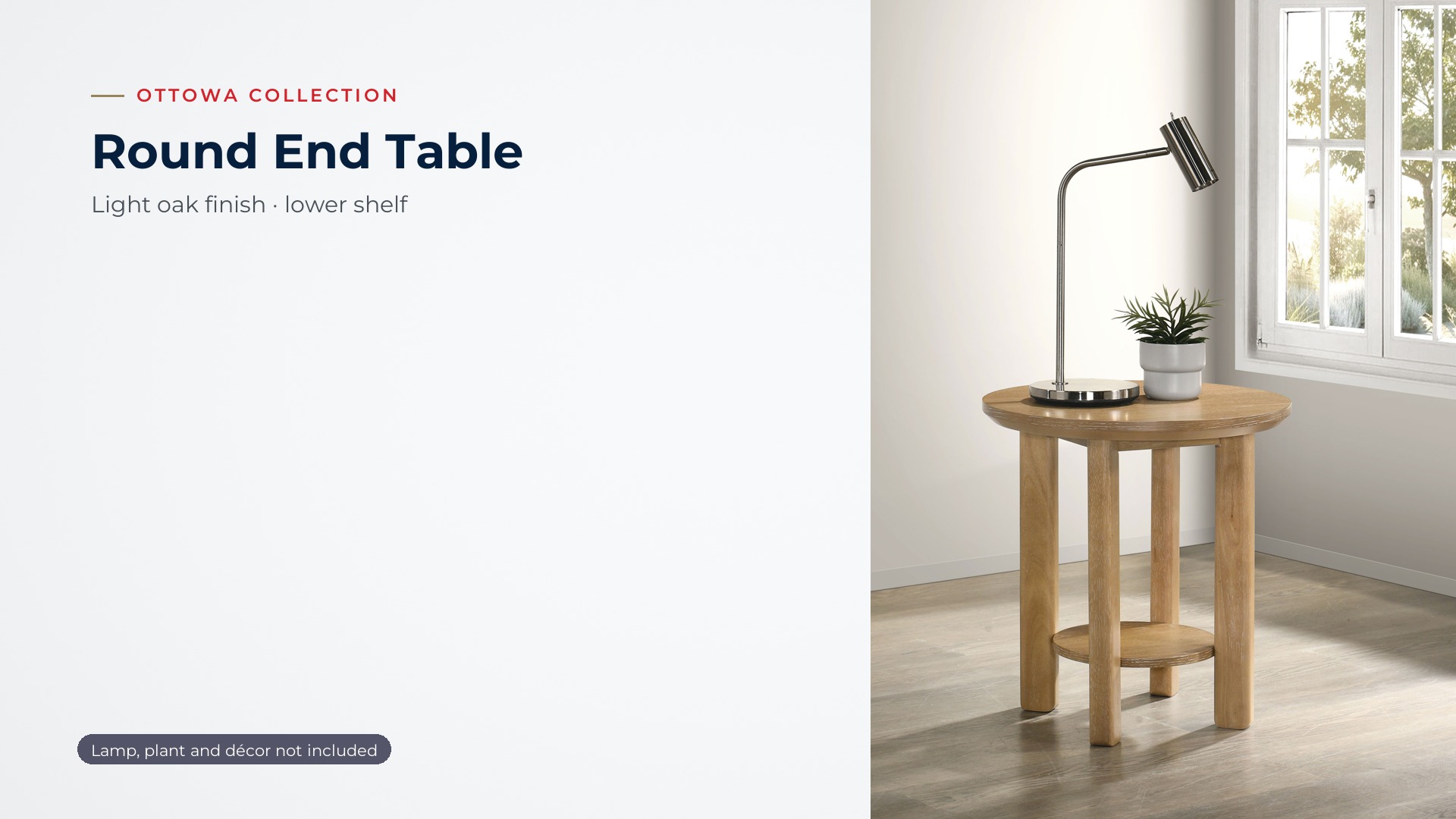 thumbnail video image 2 of Ottowa Round Wood Side End Table with Shelf Light Oak, 2 of 10